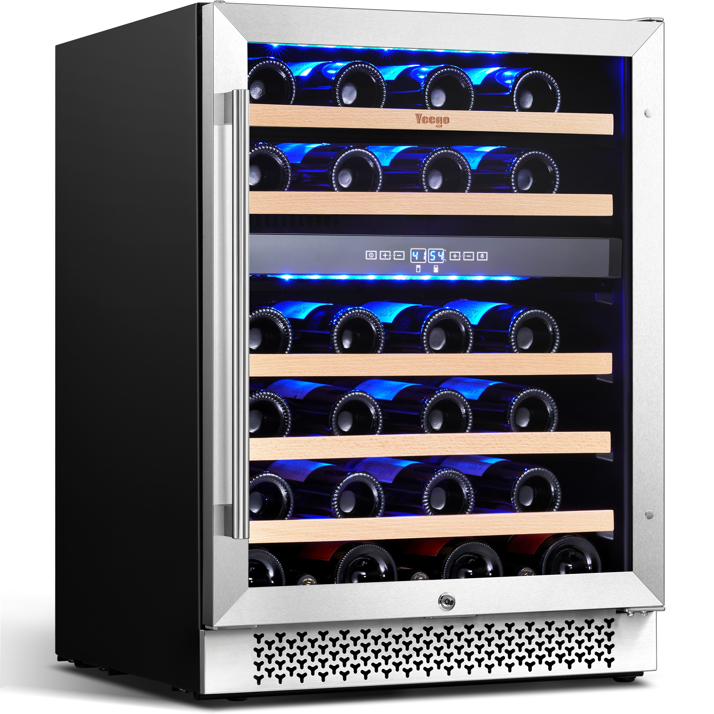 Yeego 24-in W 46-bottles Stainless Steel Dual Zone Cooling Built-in 