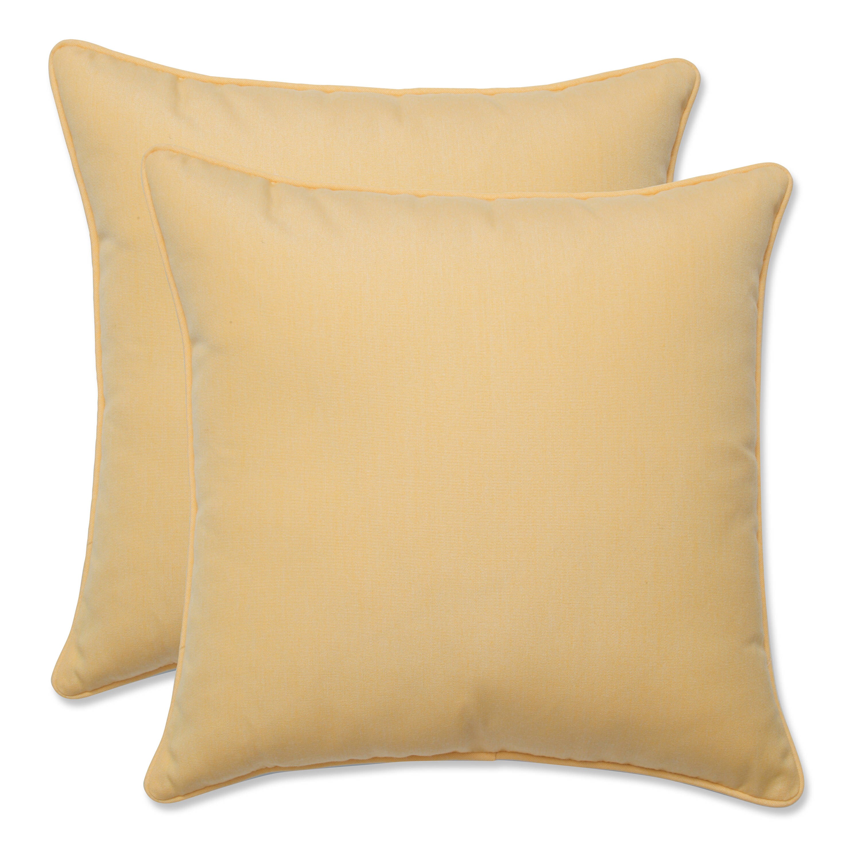 Set of 2  Outdoor Decorative Square Pillows Sunbrella Canvas Buttercup Yellow 
