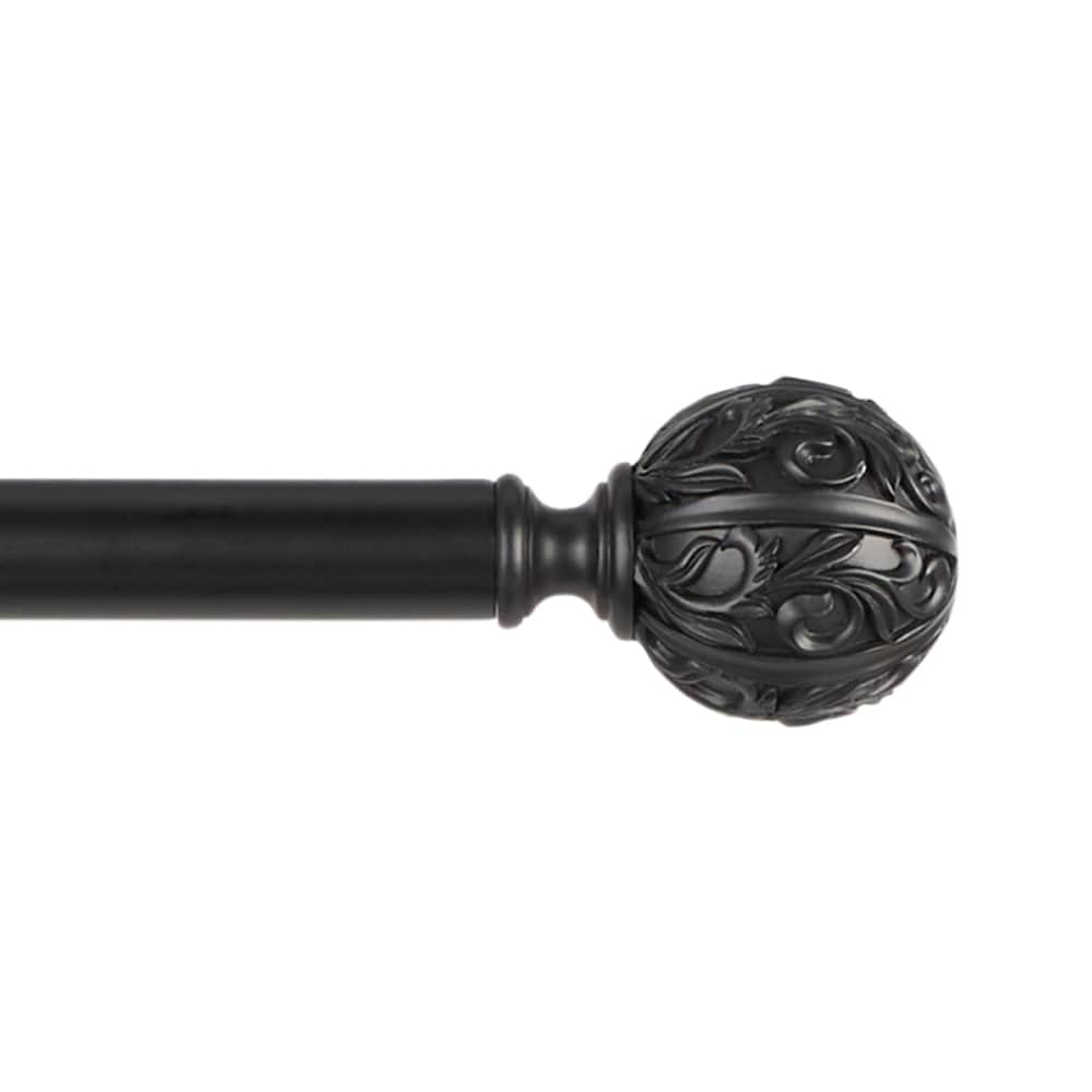 Exclusive Home RD014894DSEHA1 A112 36-in to 72-in Matte Black Iron Single curtain rod with Finials