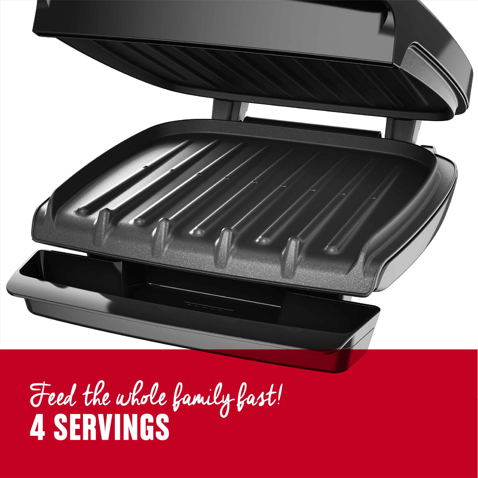 George Foreman 9-Serving Classic Plate Electric Indoor Grill and Panini Press, Silver