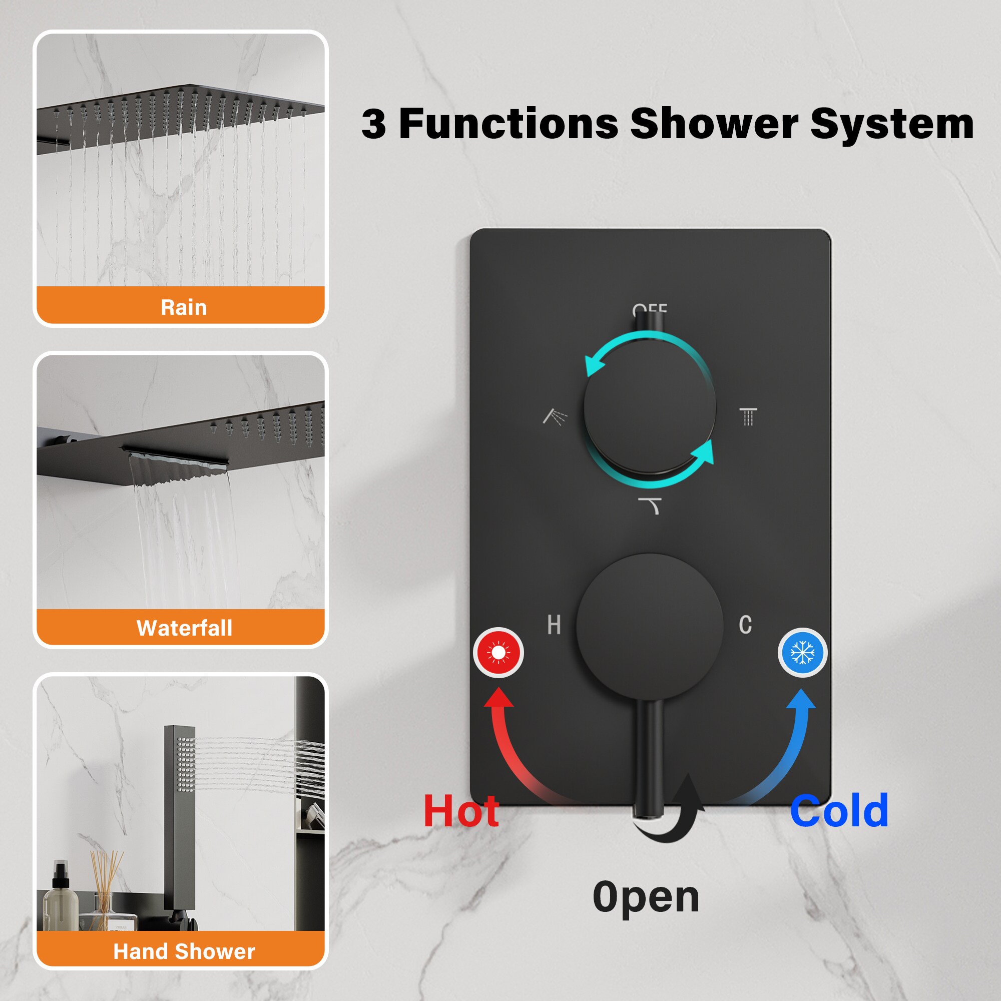WELLFOR SPA-88018B-10 Showerhead-Bar-Panels - View #5