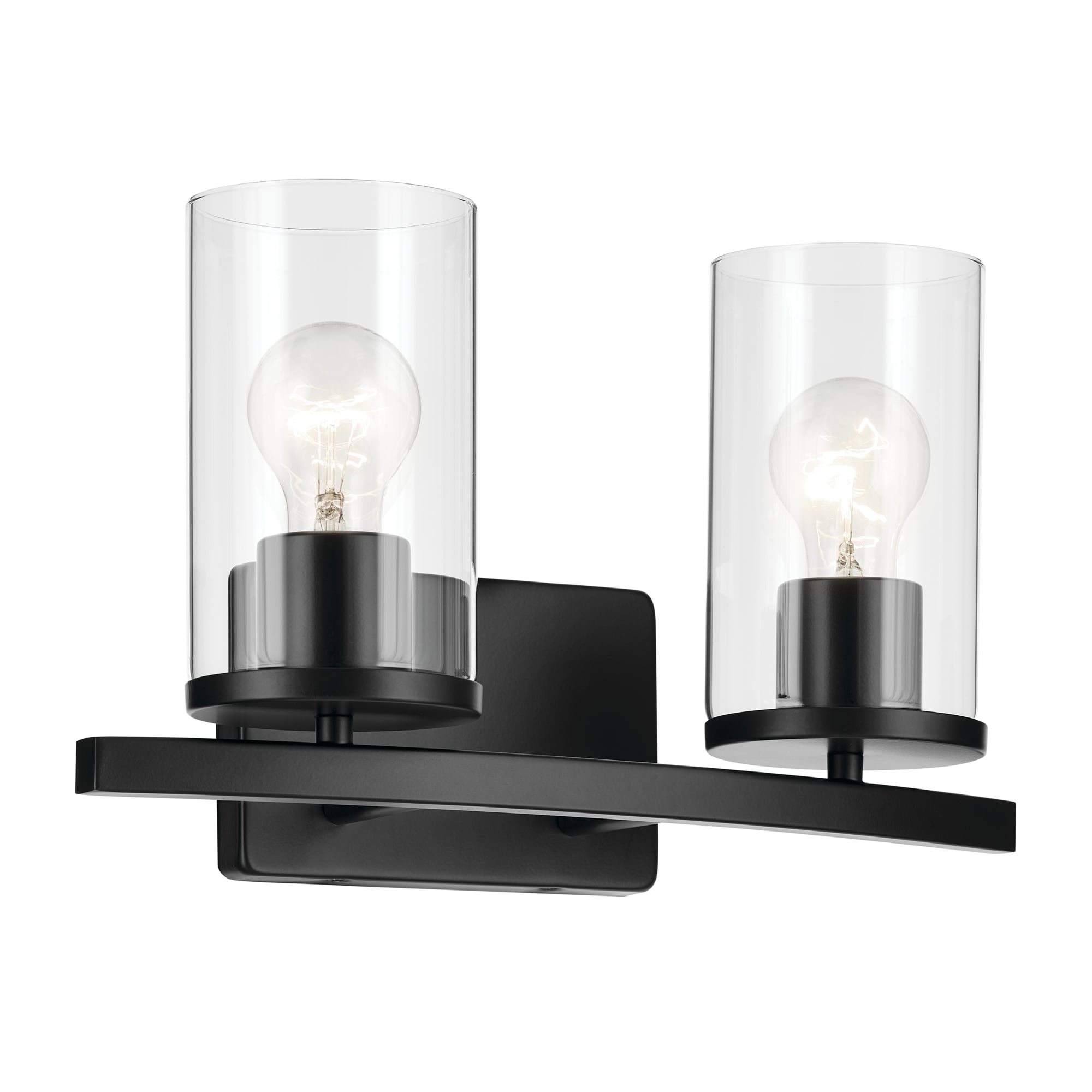 Kichler 45496BKCLR Crosby 15.25-in 2 -Light Black Modern/contemporary Vanity light