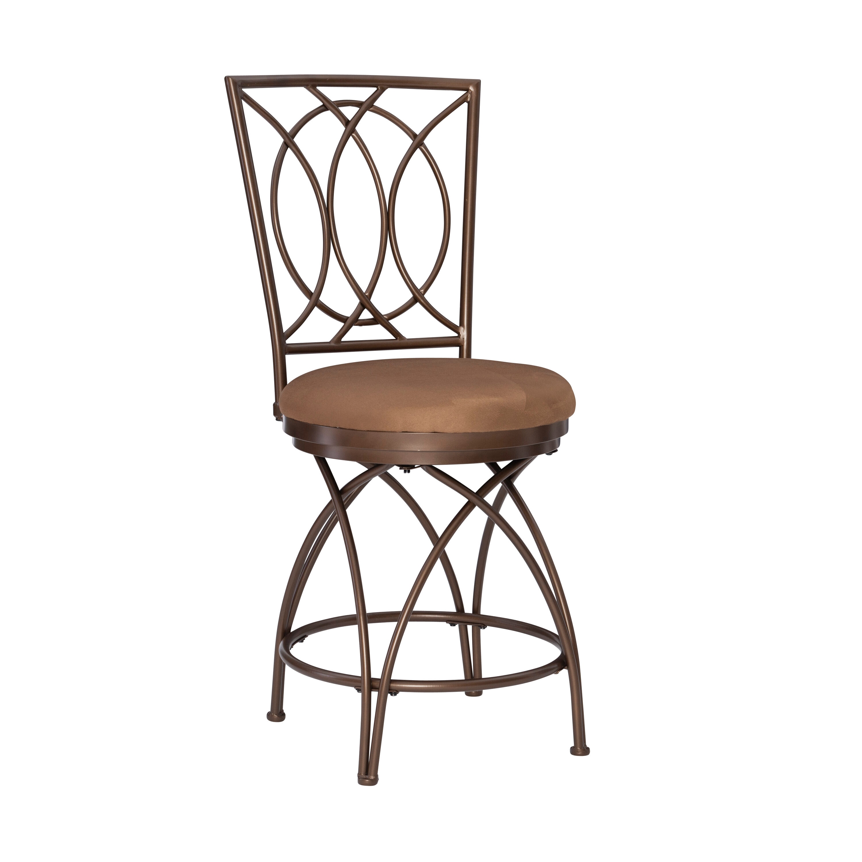 Powell PLWS132 Bronze and Mocha 24.0-in H Counter height Round seat Upholstered Metal Bar Stool and Back