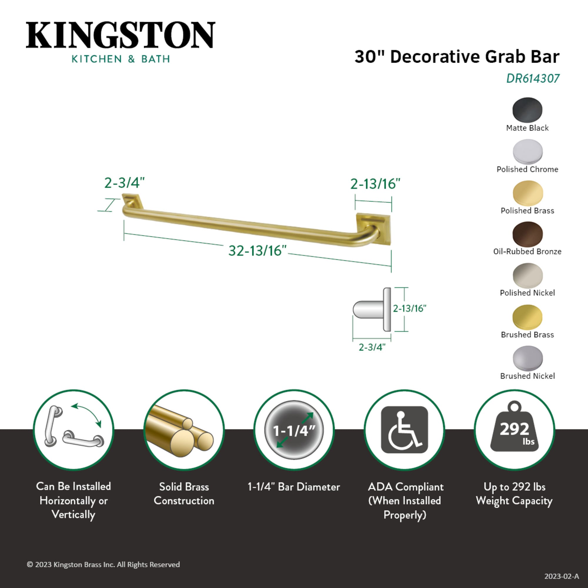 Elements of Design EDR614302 Grab-Bars - View #2
