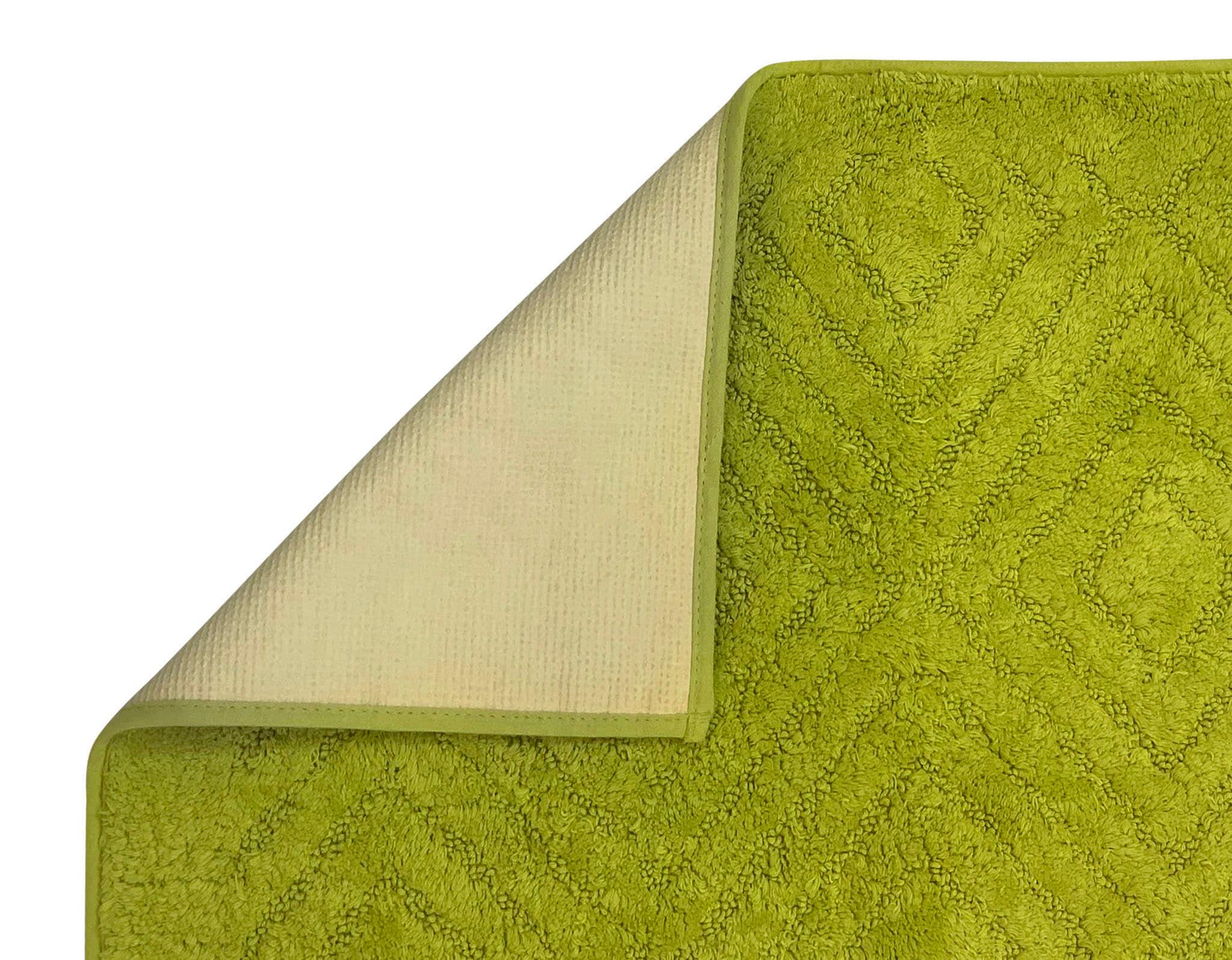 Sage Green Diamond Weave 2-Piece Plush Bathroom Rug Set