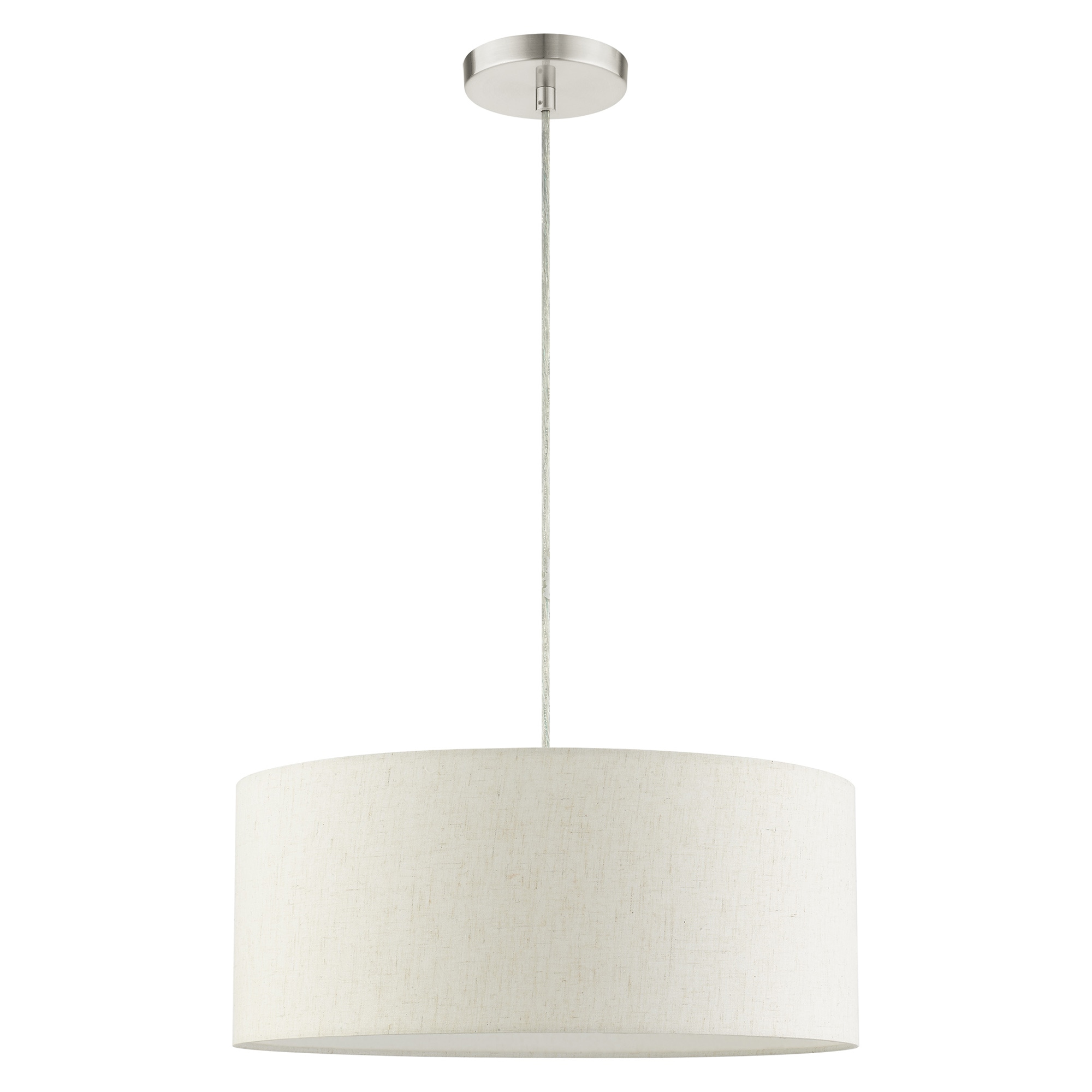 Meadow Brushed Nickel 3-Light Drum Pendant with Oatmeal Shade