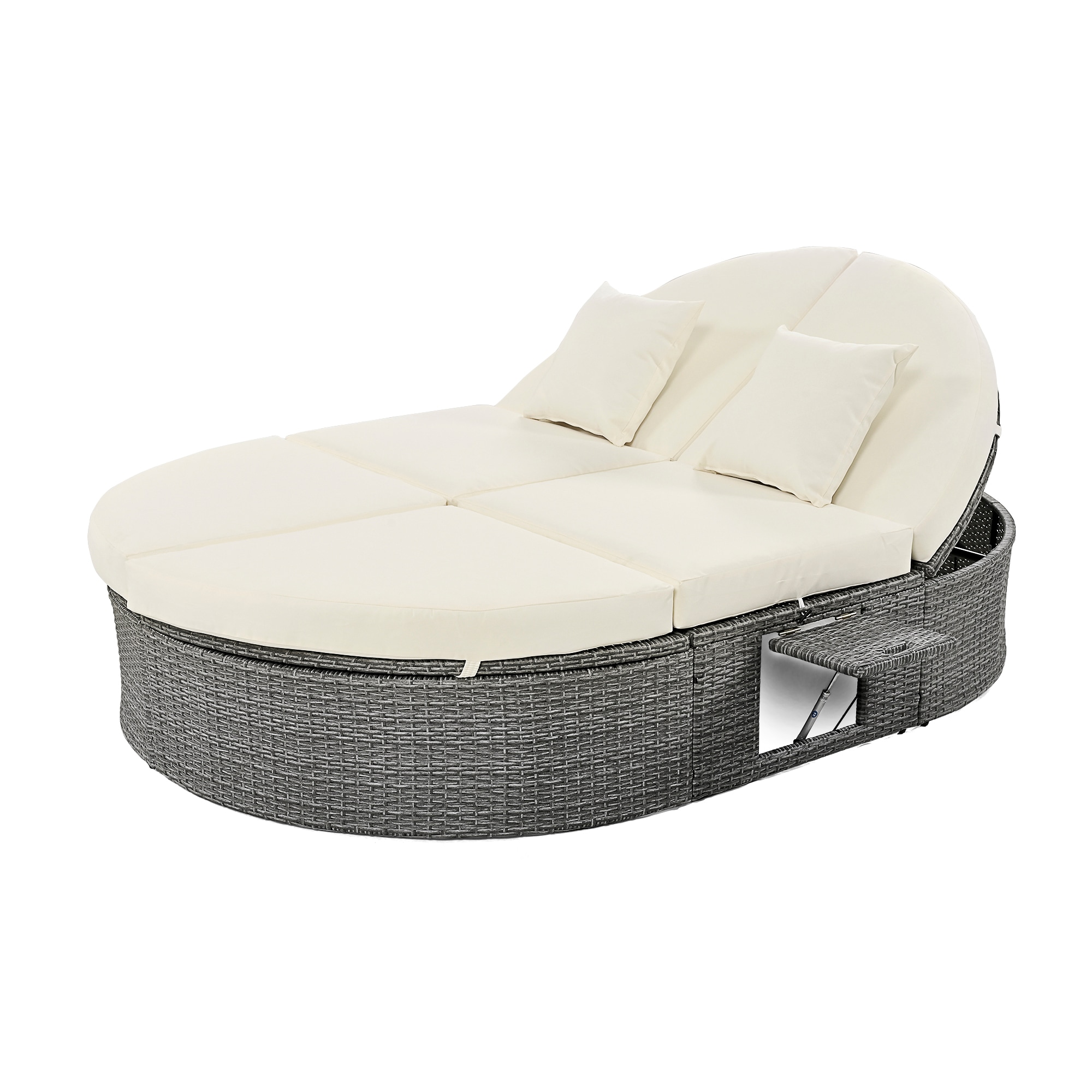 CASAINC BH-111AAA Rattan Outdoor Daybed with Beige Cushions and Rattan Frame