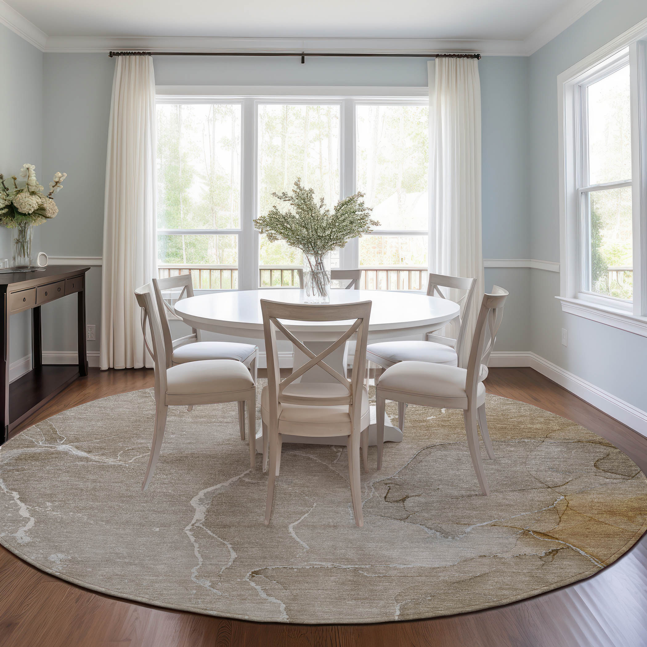 Addison Rugs ACN511BG8RO Chantille ACN511BG 8 x 8 (ft) Polyester Beige Round Indoor/Outdoor Abstract Machine washable Area rug