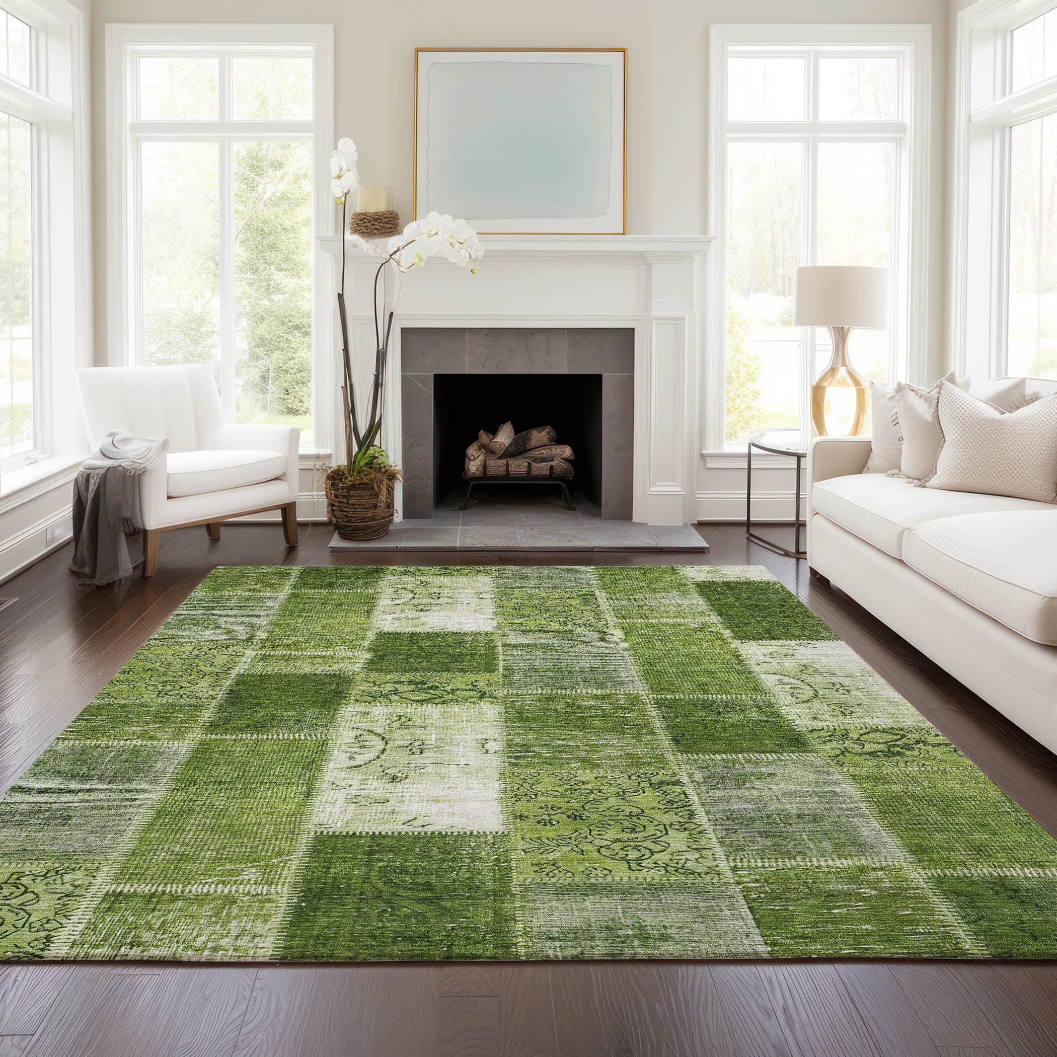 Addison Rugs ACN631OL8X10 Chantille ACN631OL 8 x 10 (ft) Polyester Olive Rectangular Indoor/Outdoor Geometric Machine washable Area rug