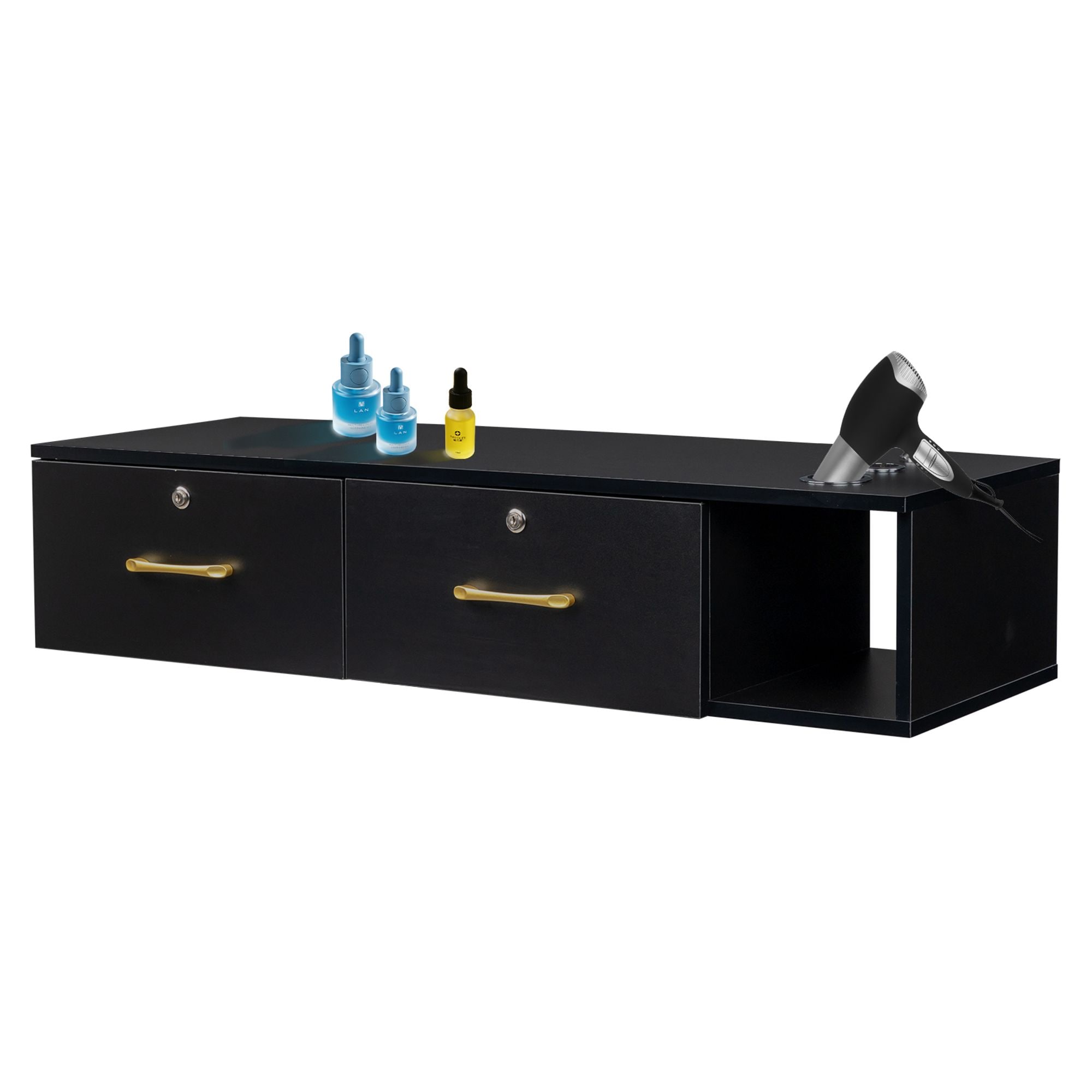 Winado  Black Wall Mount Styling Barber Station Beauty Salon Spa Equipment for Hair Stylist