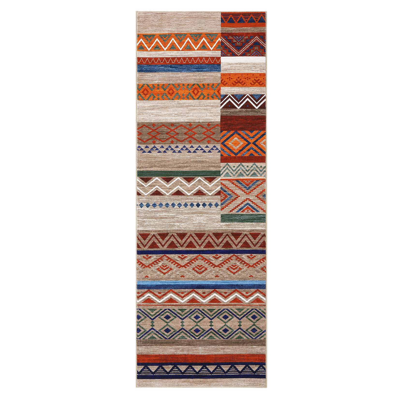 Qeetex SUNNY-PHO-16M4CQ93 2 x 6 ft Polyester Multi Color Rectangular Laundry Bathroom Kitchen Geometric Modern Farmhouse Runner Rug