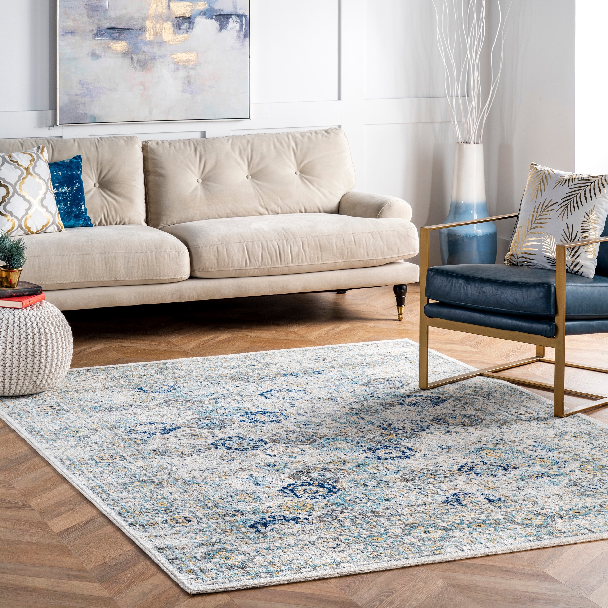 nuLOOM 8 x 10 Blue Indoor Trellis Vintage Area Rug in the Rugs ...