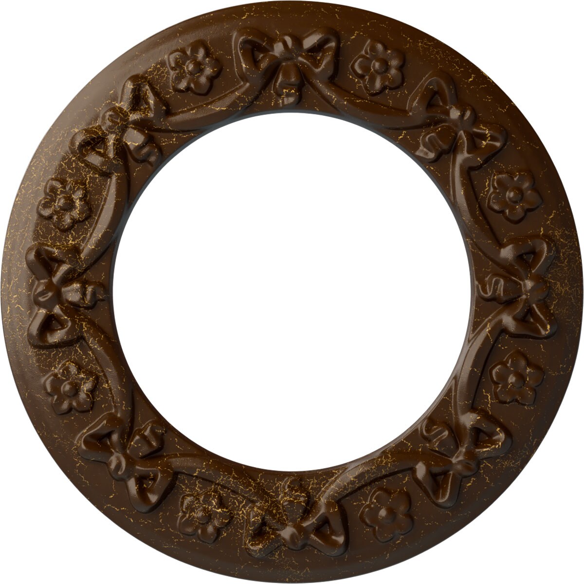 Ekena Millwork CM12RIRBC Ribbon with Bow 12.25-in W x 12.25-in L Painted Root Beer Crackle Polyurethane Whole Ceiling Medallion