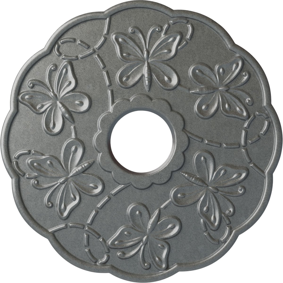 Ekena Millwork CM17TSPLS Terrones Butterfly 17.875-in W x 17.875-in L Painted Platinum Polyurethane Whole Ceiling Medallion