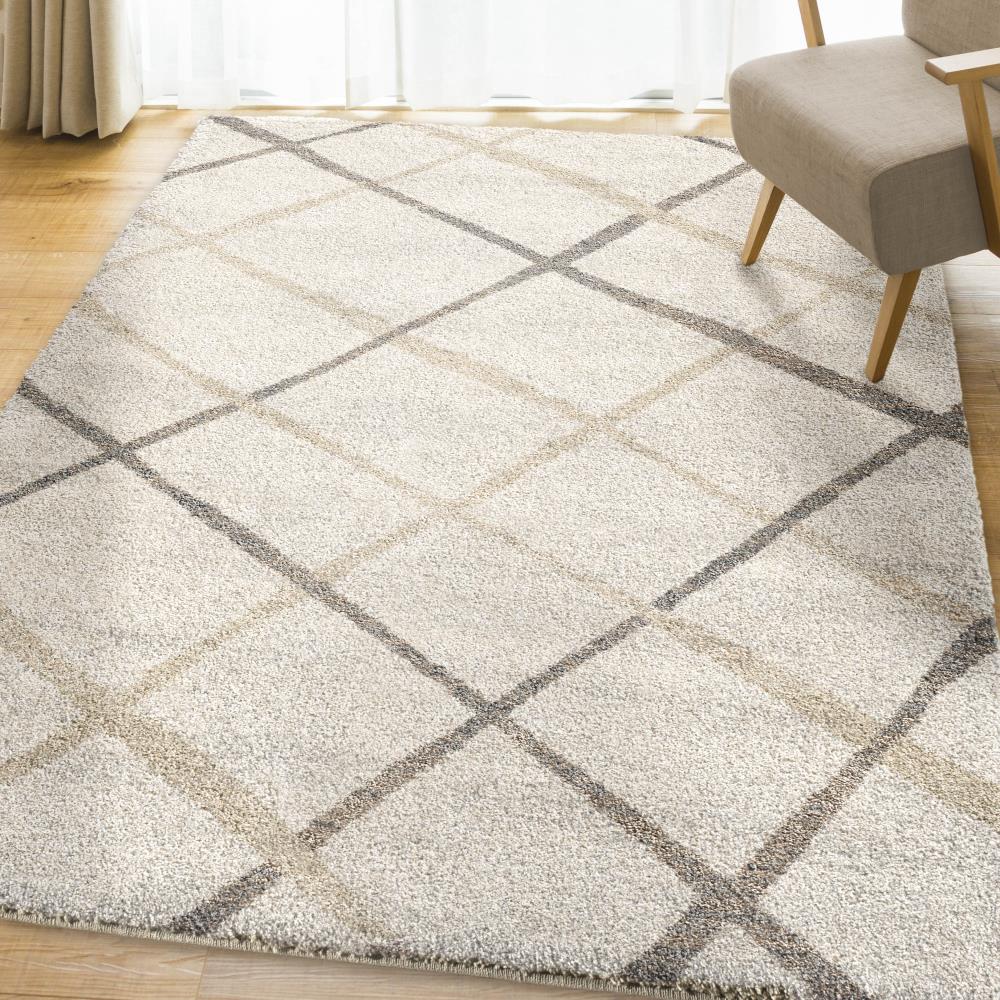 Orian Rugs Super Shag Diamond Thatch 5 x 8 Off-white Indoor/Outdoor ...