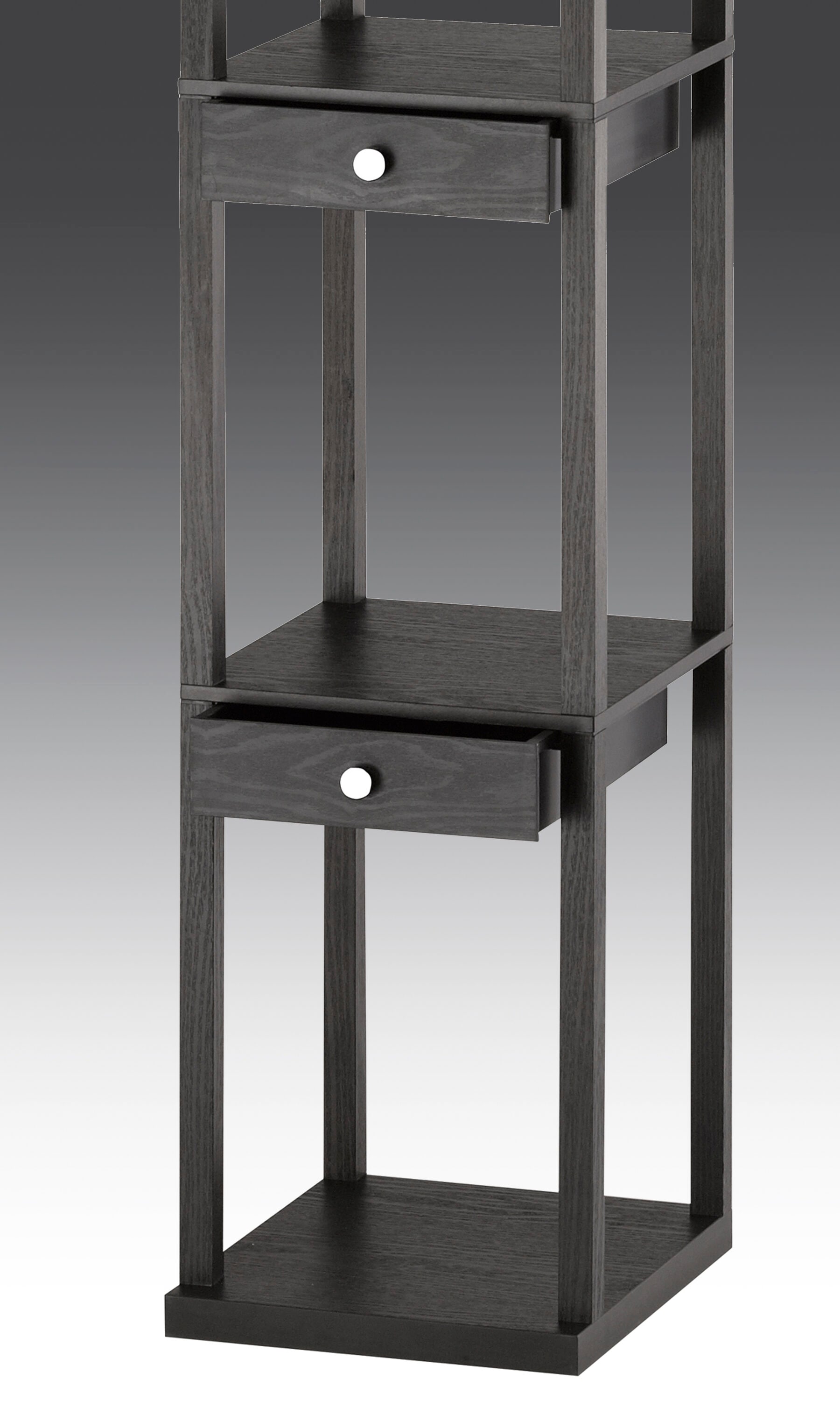Murray Black MDF 3-Drawer Shelf Lamp with Off-White Cotton Shade