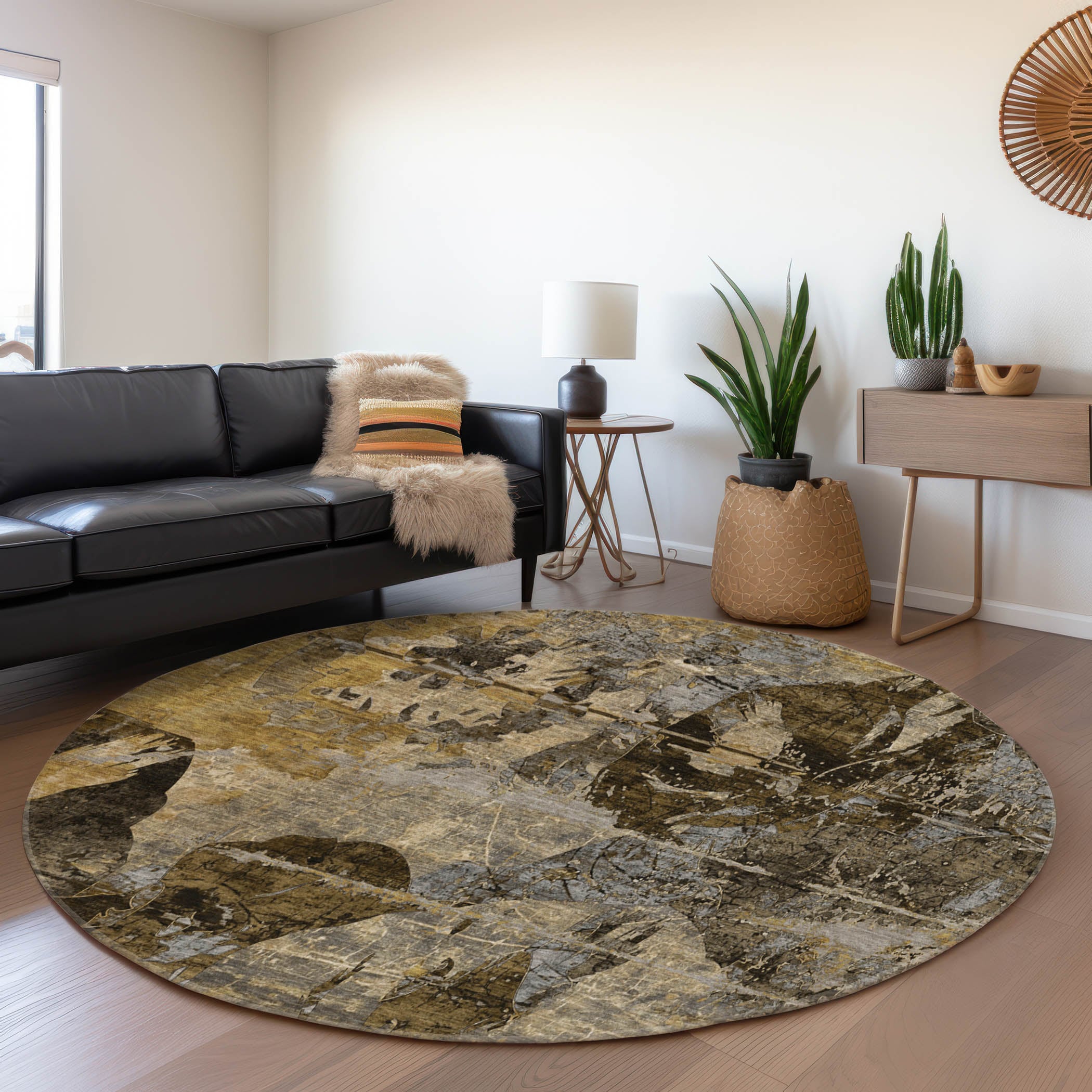 Addison Rugs AMF550TE8RO Mayfield AMF550TE 8 x 8 (ft) Loomed Polyester Teal Round Indoor Geometric Machine washable Area rug