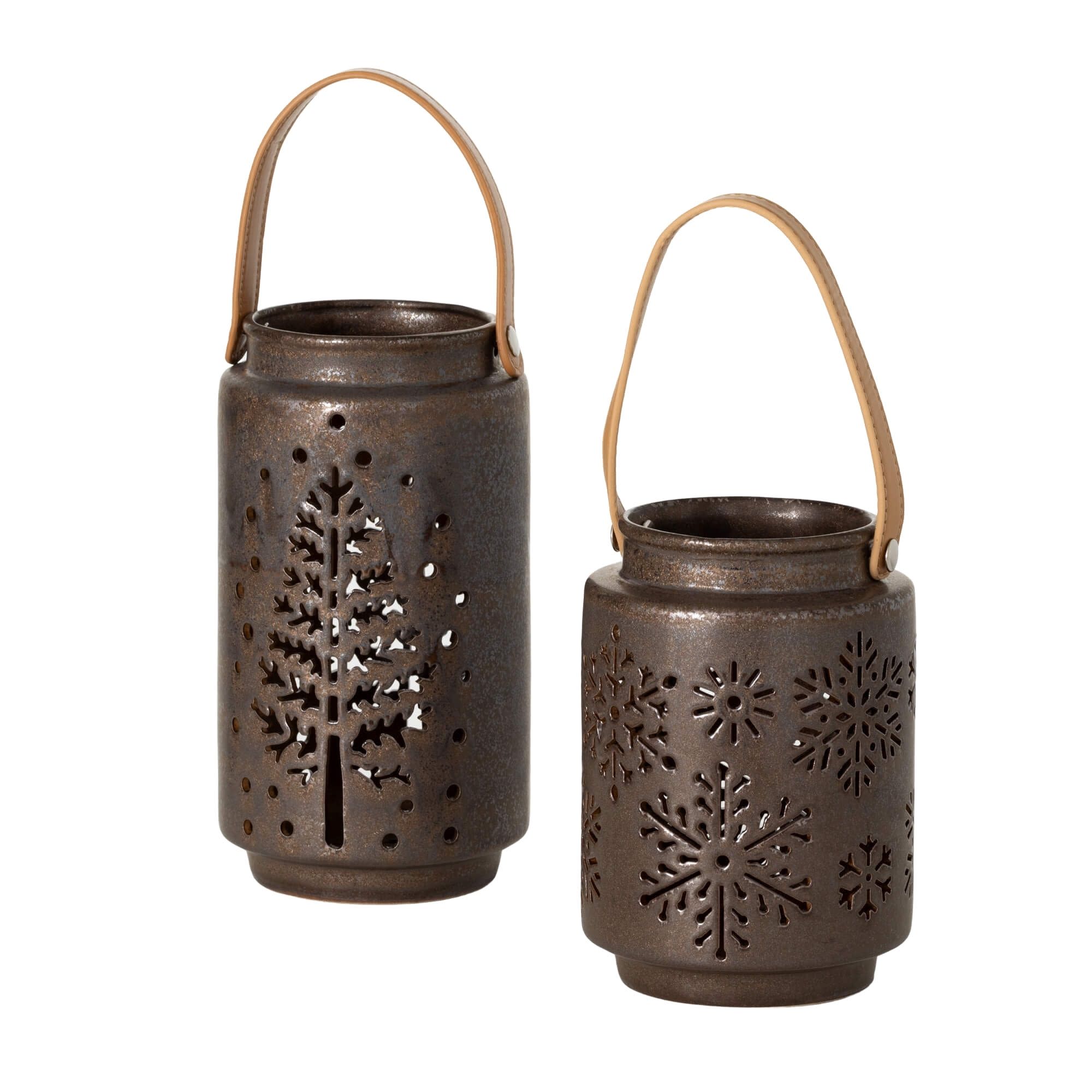 Sullivans PN4152 2 Candle Comfy Christmas Ceramic Lantern Candle Holder