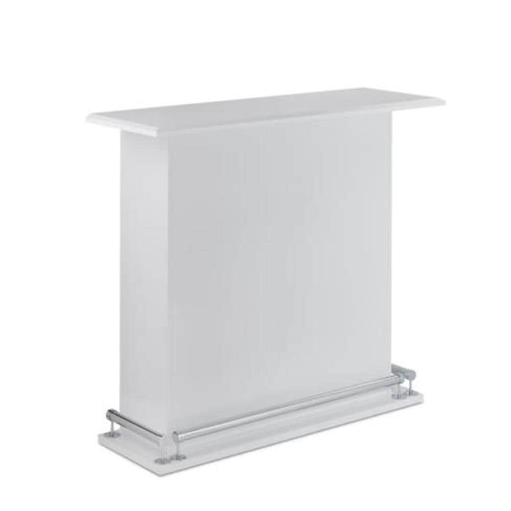 Benzara BM157252 White Contemporary/Modern Bar Table, Wood with White Wood Pedestal Base 47-in L x 41-in H