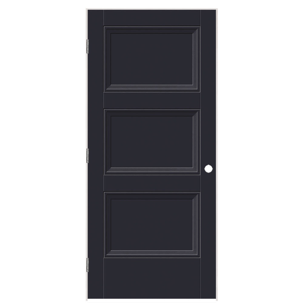 Masonite 1573205 36-in x 80-in Midnight Hollow core 3-panel square Right hand Smooth Prefinished Molded composite Flat Jamb Single Prehung Interior Door