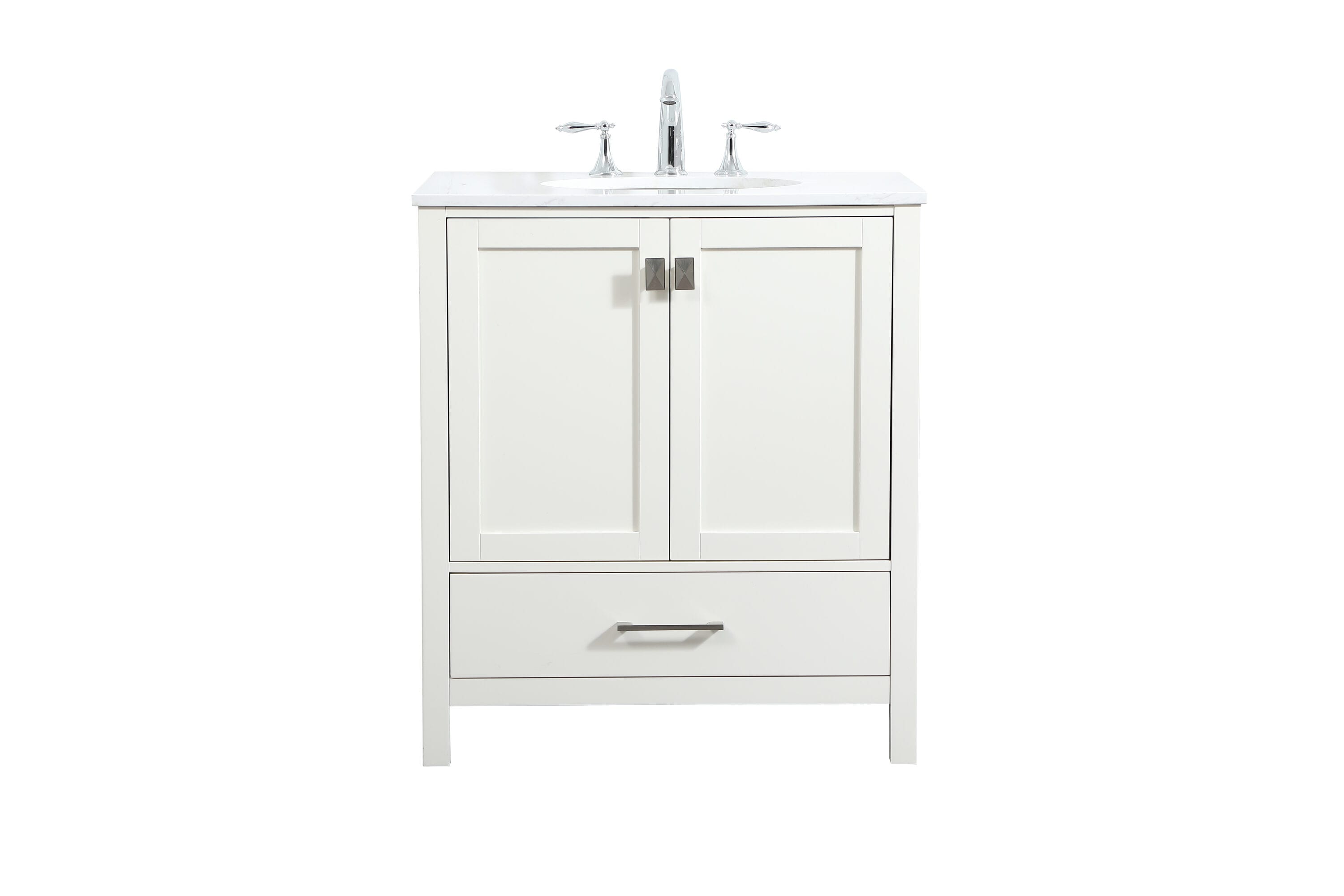 Home Furnishing 30-in White Undermount Single Sink Bathroom Vanity with Calacatta White Engineered Marble Top | - Elegant Decor HF56490WH