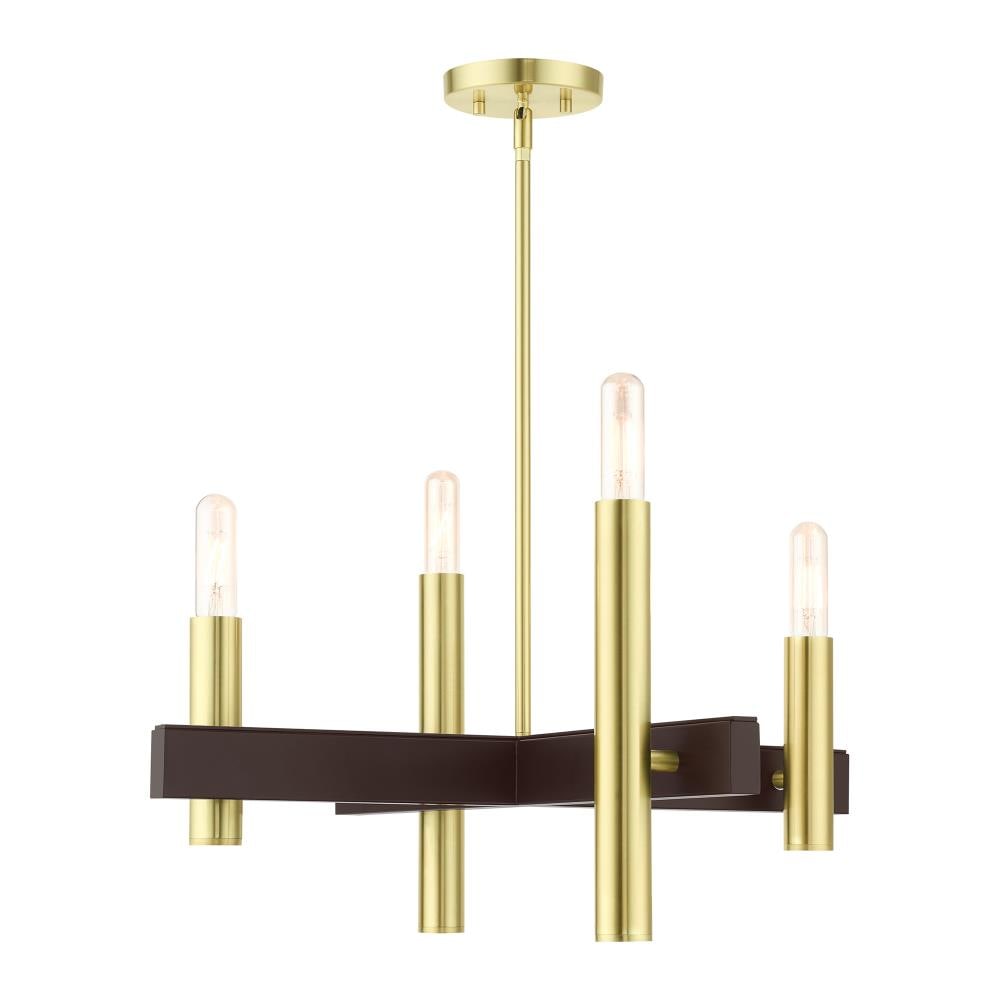 Livex Lighting 49994-12 Helsinki 4 -Light Satin Brass Modern/contemporary For Use in Bathrooms, Bedrooms, Dining Rooms, Foyers, Kitchens, Living Rooms Chandelier