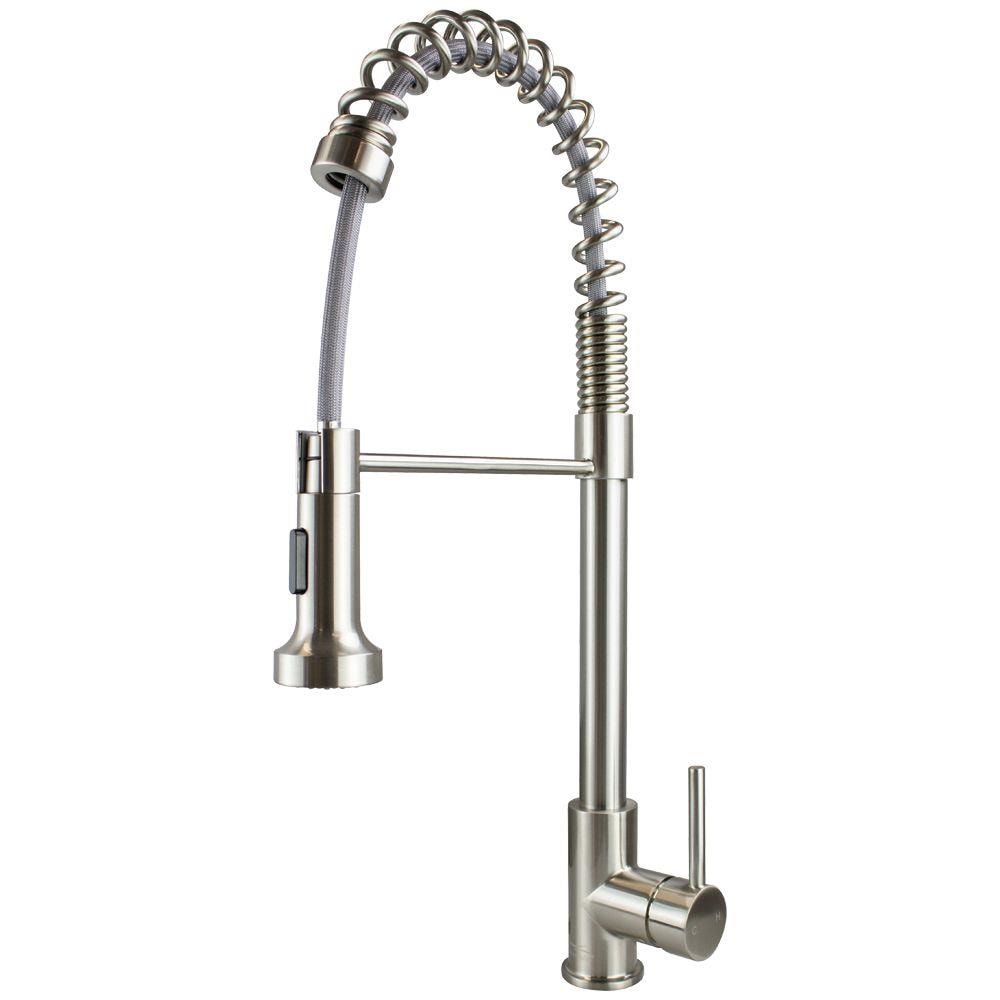 Transolid T3640-LS Cuisine Pro Luxe Stainless Single Handle Deck-mount Pull-down Kitchen Faucet with Sprayer