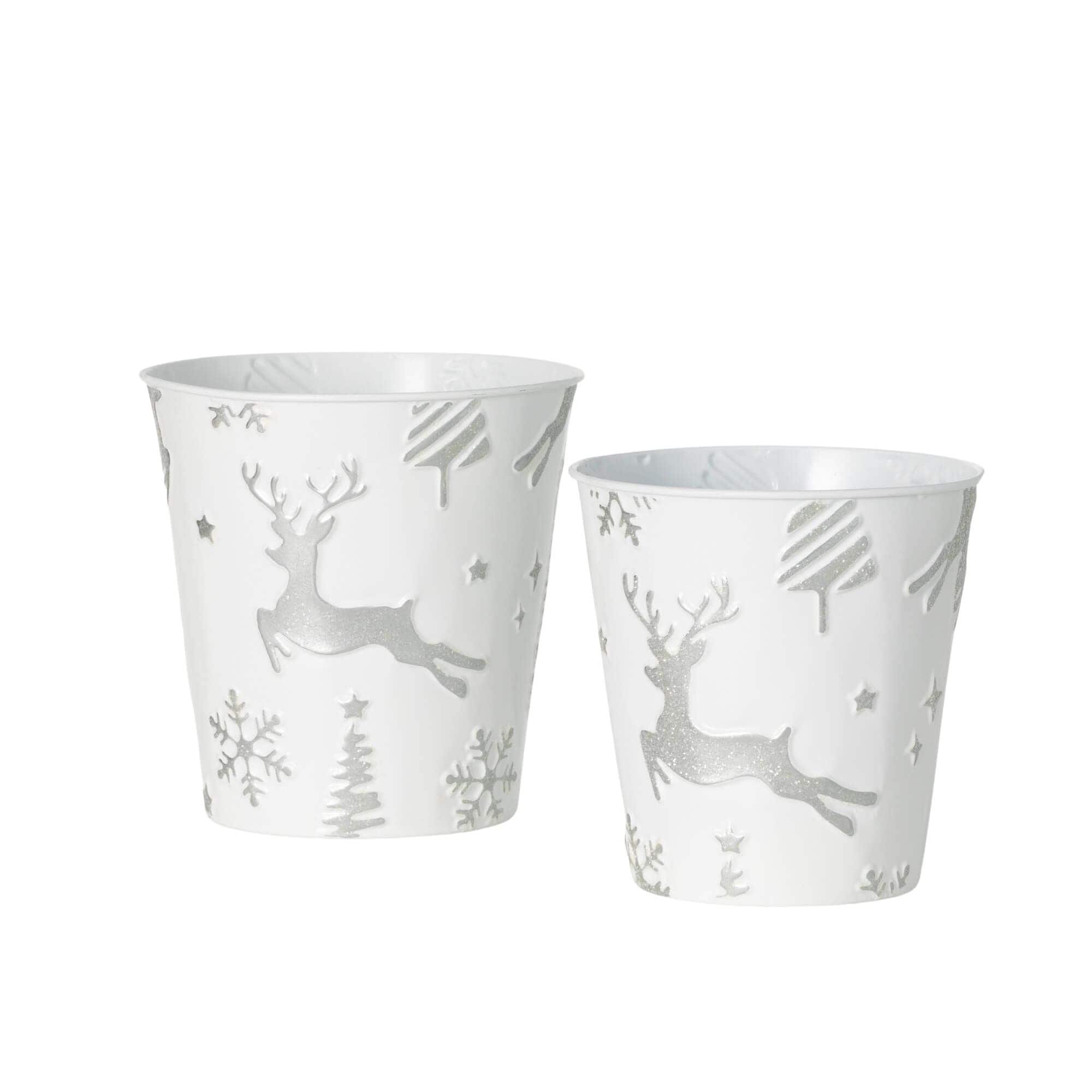 Sullivans MET2358 2 -Pack Round 7.75-in W Medium White Metal Indoor Planter