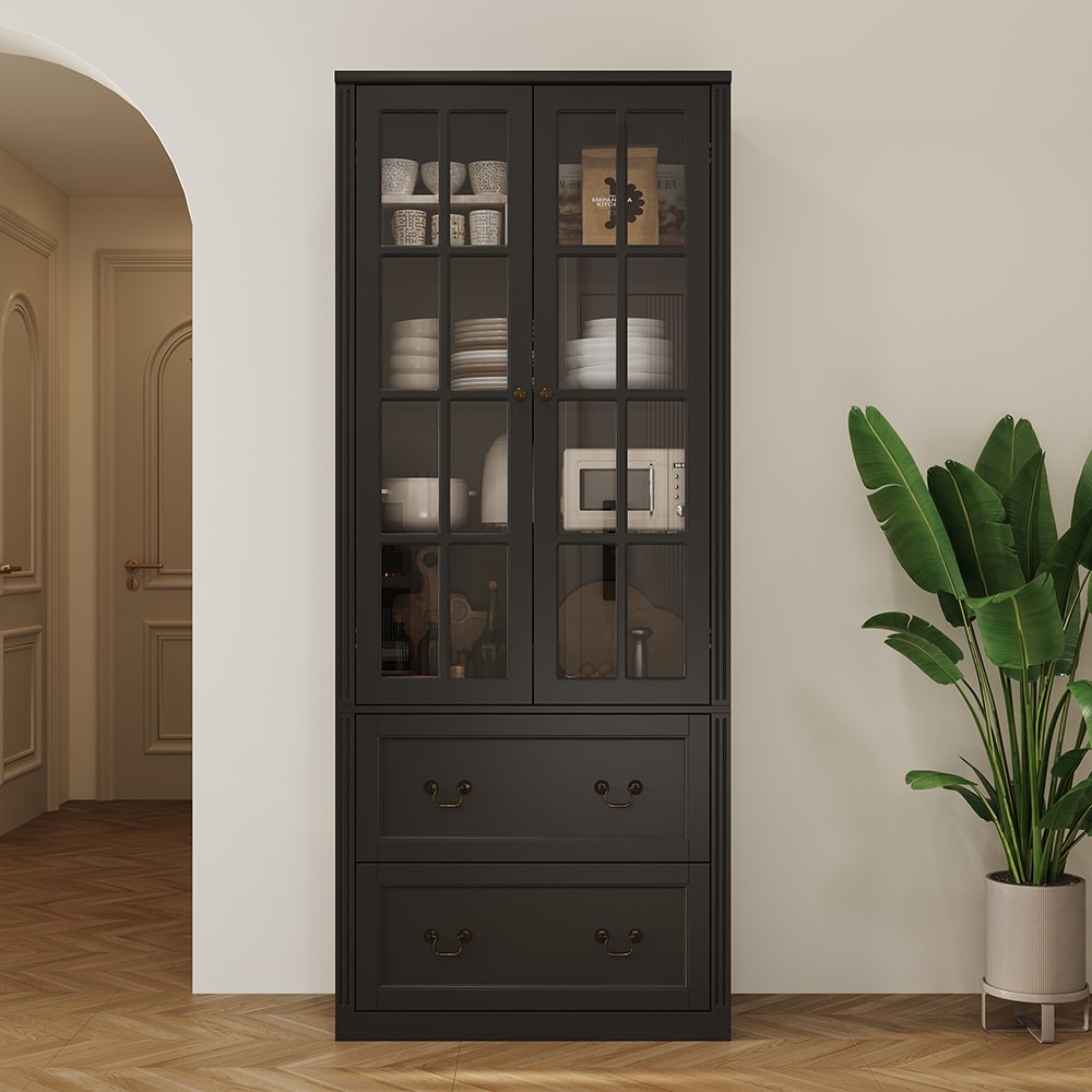 FUFU&GAGA D-S0314-02 Contemporary/Modern Black Curio cabinet with Wine Storage