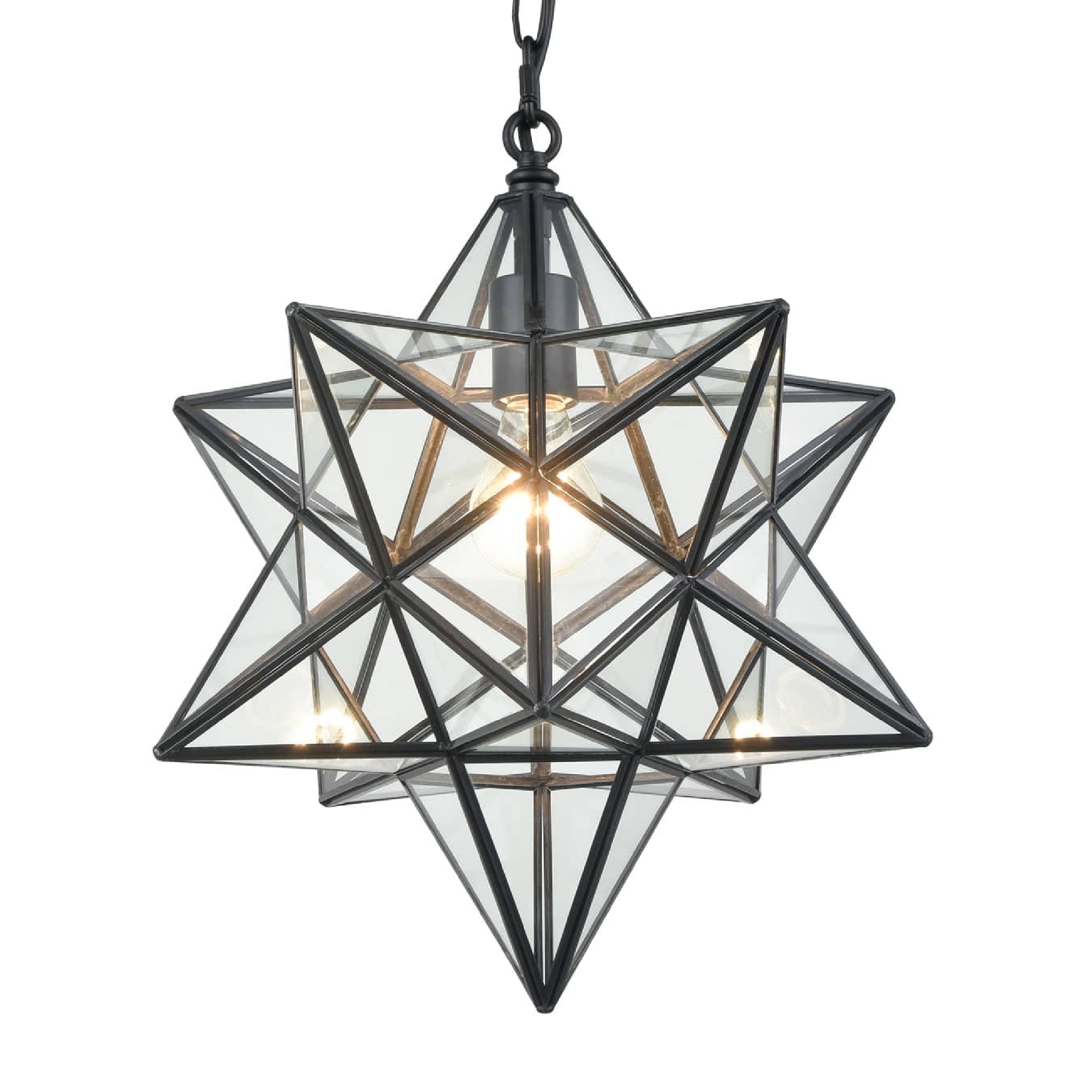 Geometric Black and Clear Glass Star Pendant Light