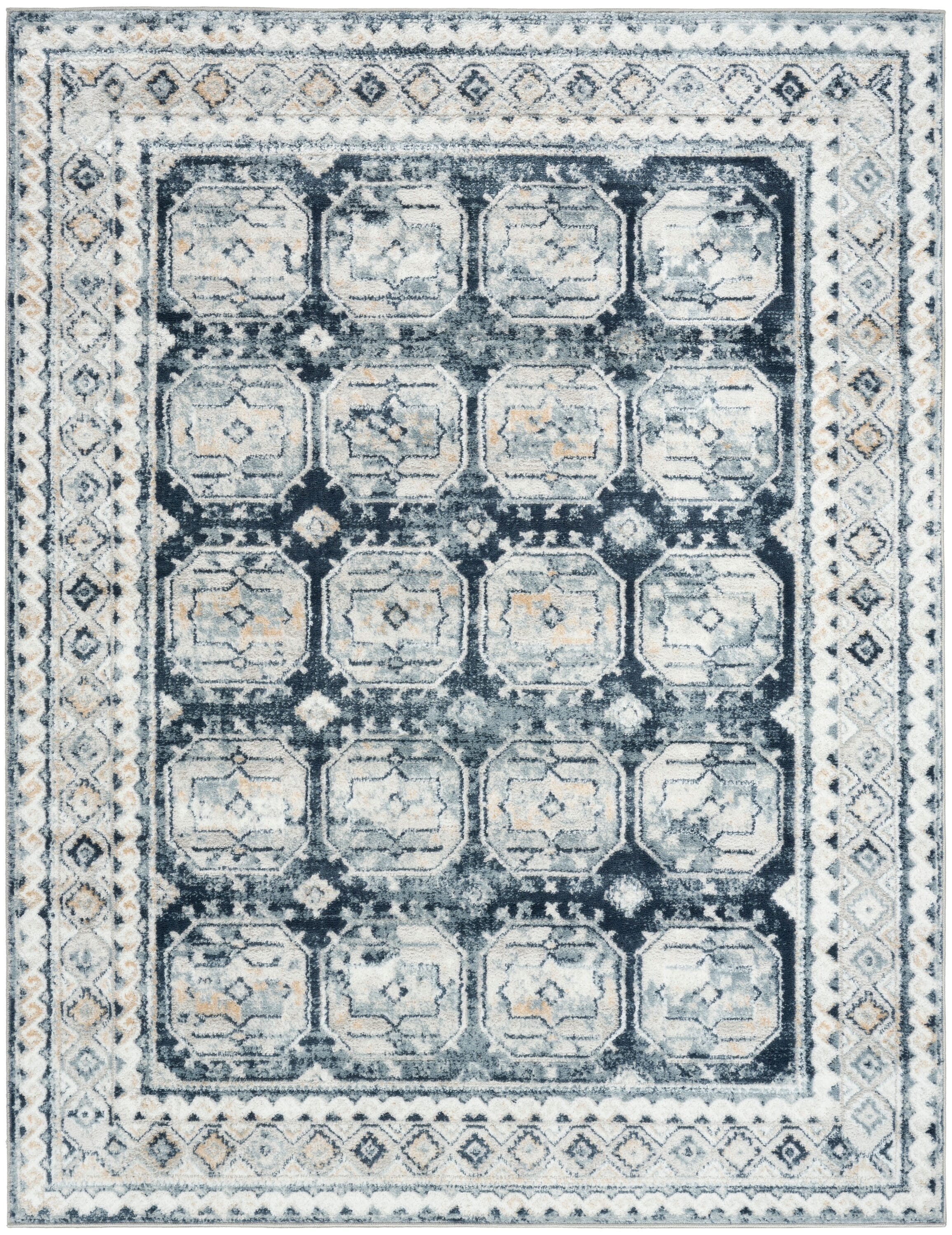  Home Dekor 5 x 7 ft Grey Navy Indoor Area Rug