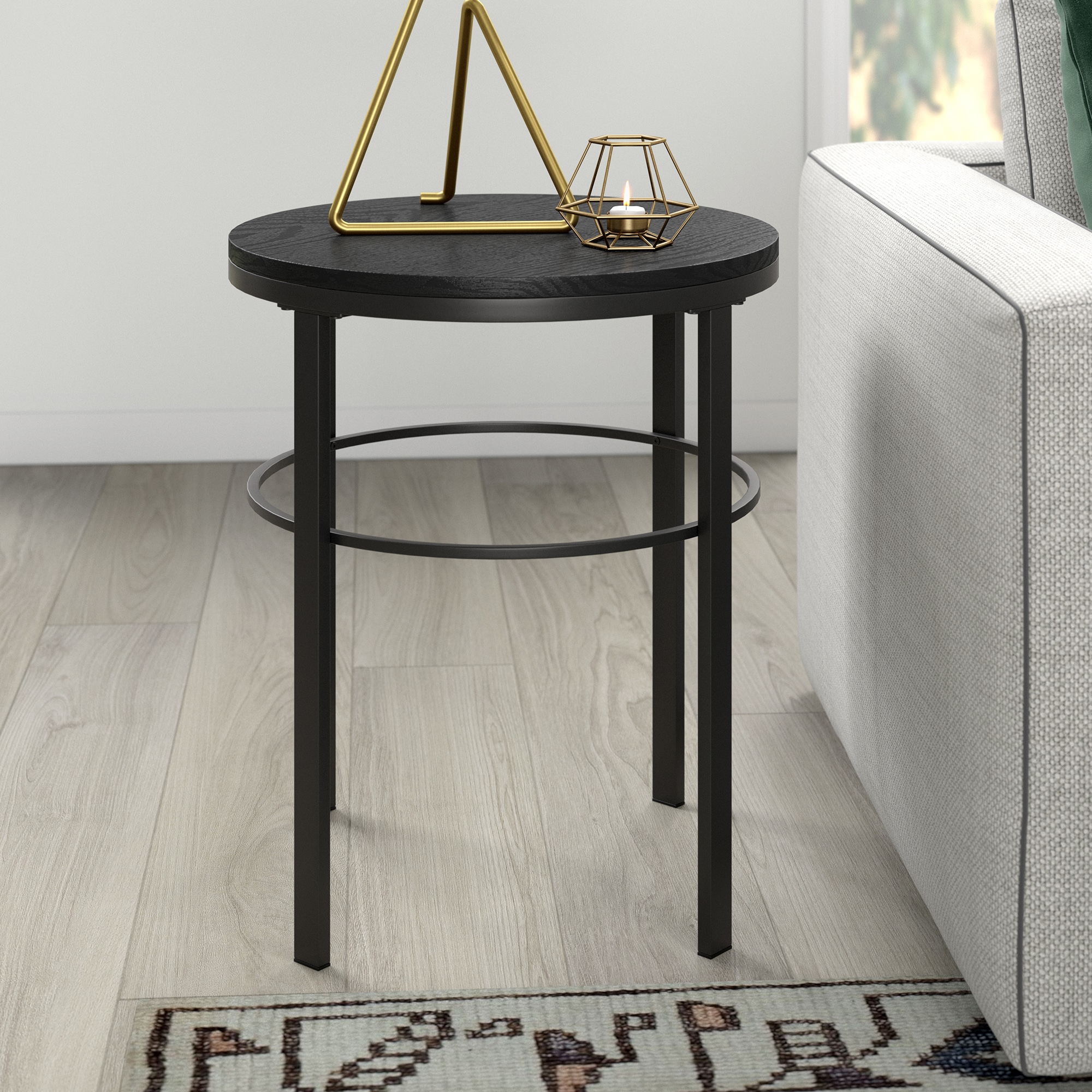 Hailey Home 20-in W X 24-in H Blackened Bronze Black Grain Wood Round 