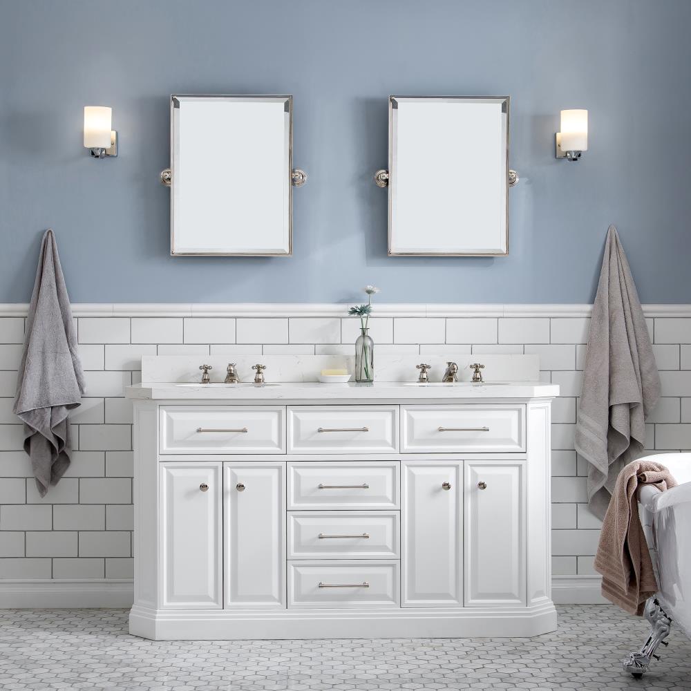 Wellsville 55'' Double Bathroom Vanity with Quartz Top