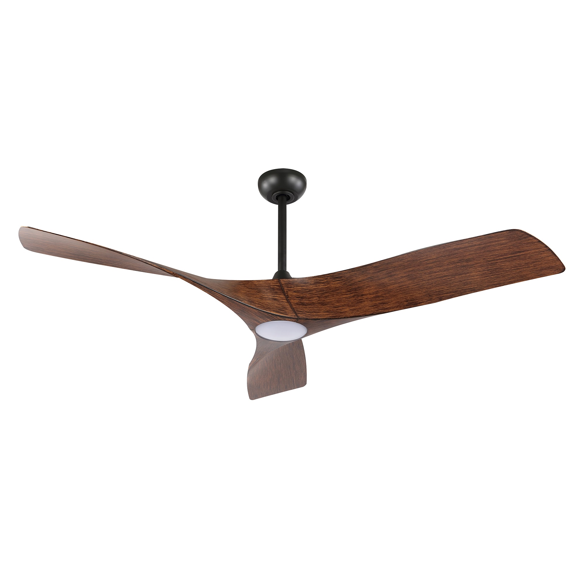 GETLEDEL LECF-Q025-OZ 52-in Color-Changing Integrated LED Black with Walnut Blades Propeller Ceiling Fan With Light - Remote Included ( 3 -Blade )
