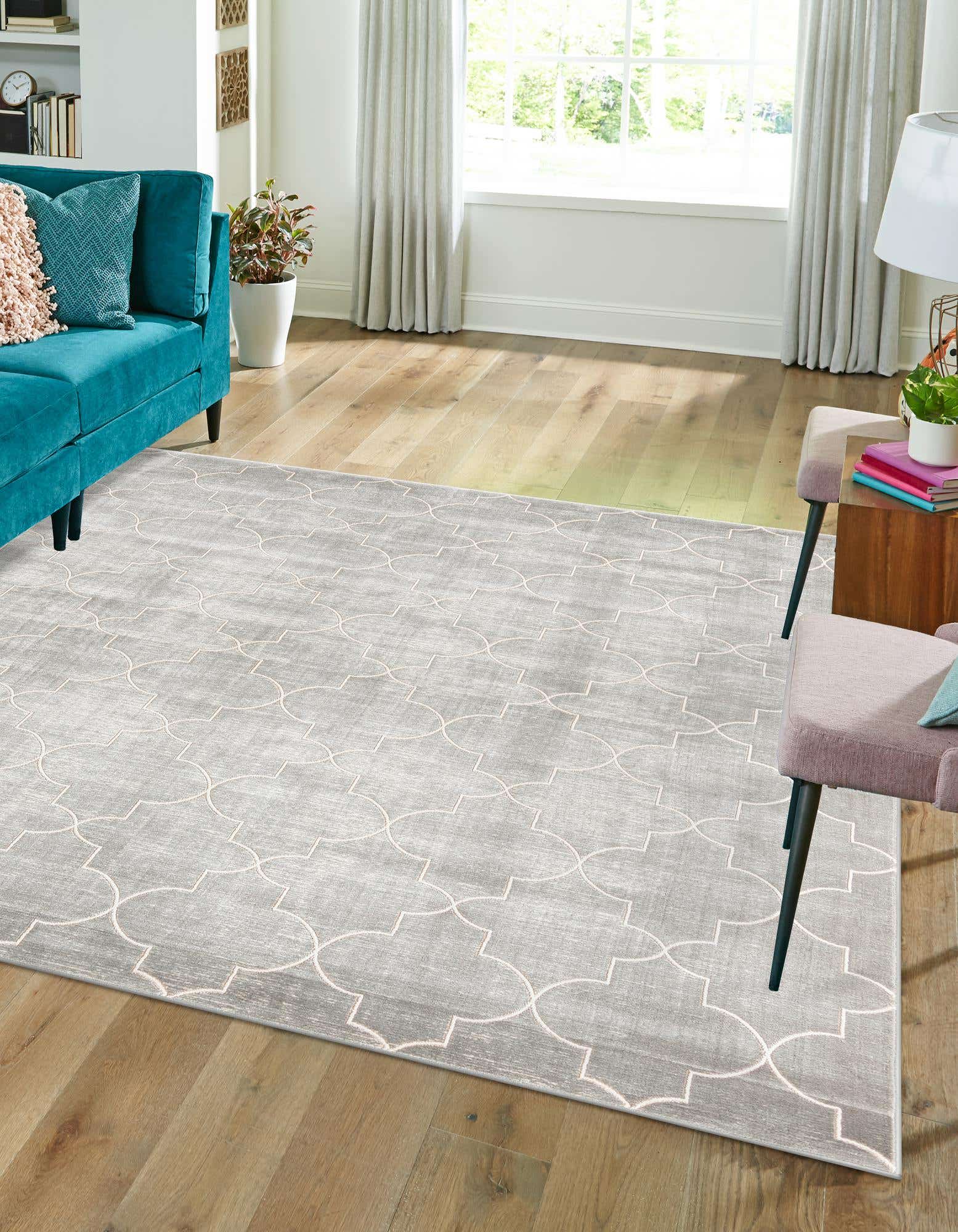 Unique Loom 3186949 Jill Zarin Uptown 8 x 8 (ft) Loomed Polypropylene Gray Square Indoor Trellis Area rug