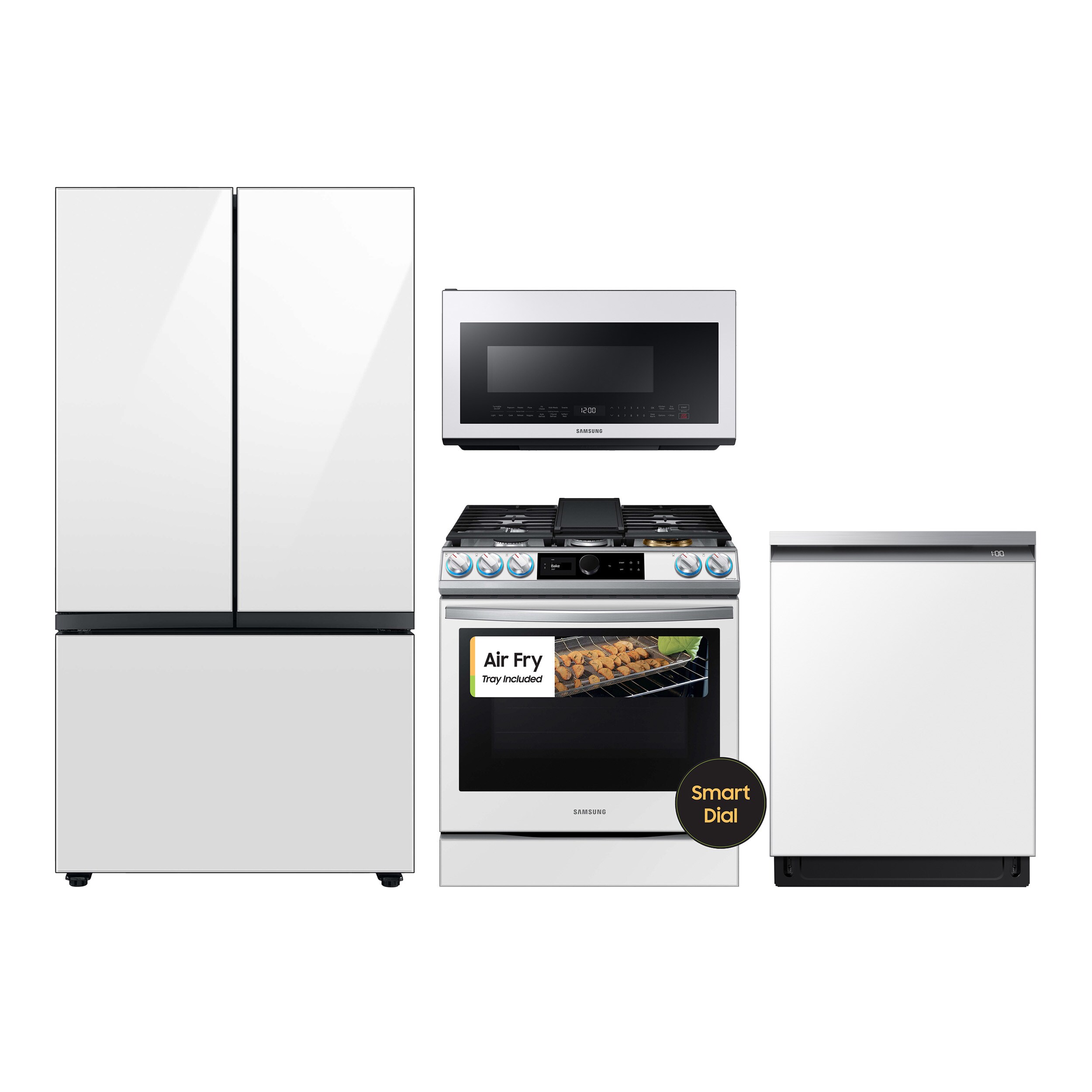 Bespoke Smart Slide-In GAS Range 6.0 Cu. ft. with Smart Dial, Air Fry & Wi-Fi in White Glass