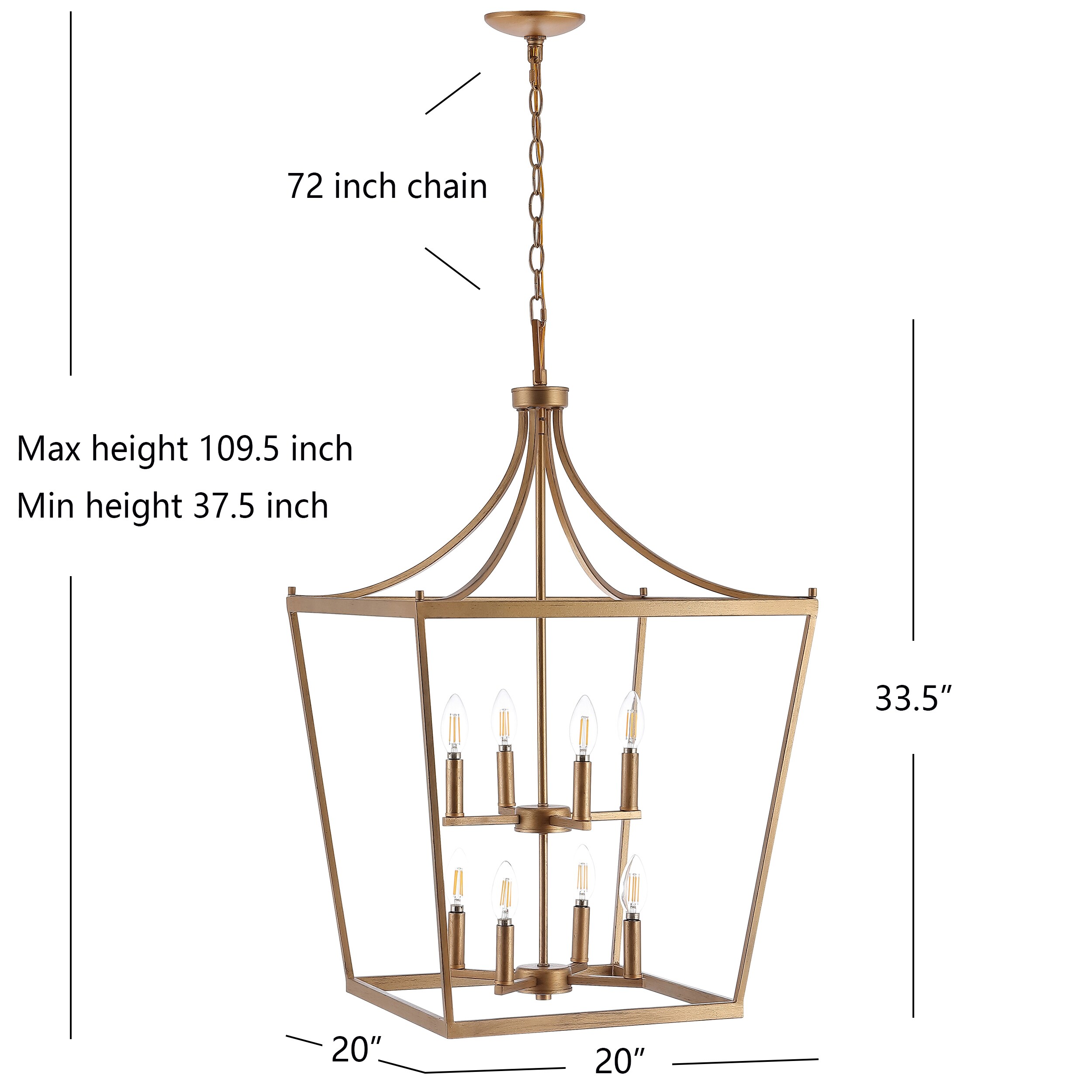 Safavieh Vallor 8-Light Gold Painted Rustic Lantern LED Pendant Light ...