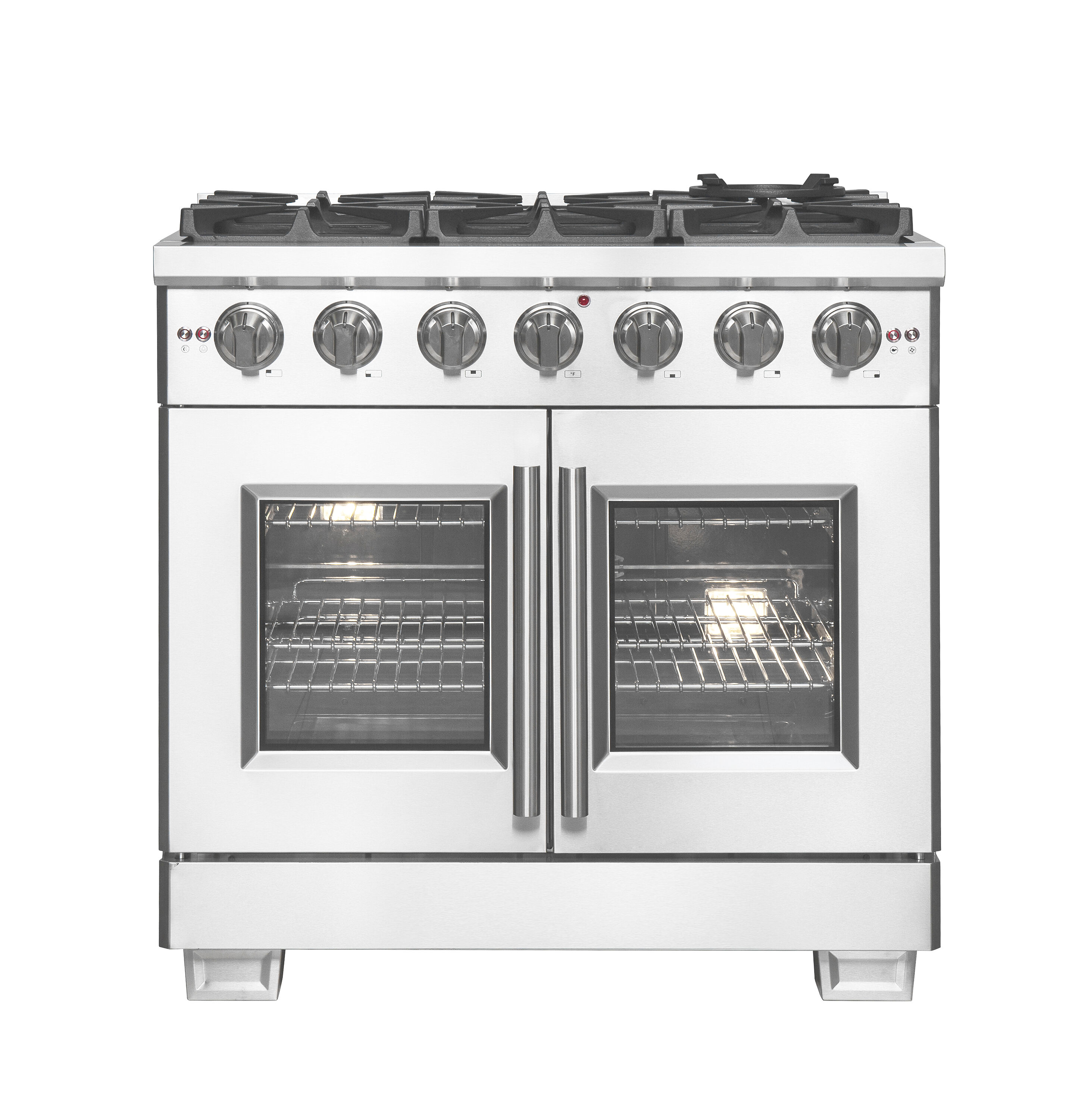 FORNO Capriasca 36-in 6 Burners 5.36-cu ft Air Fry Freestanding Natural Gas  Range (Stainless Steel) in the Single Oven Gas Ranges department at