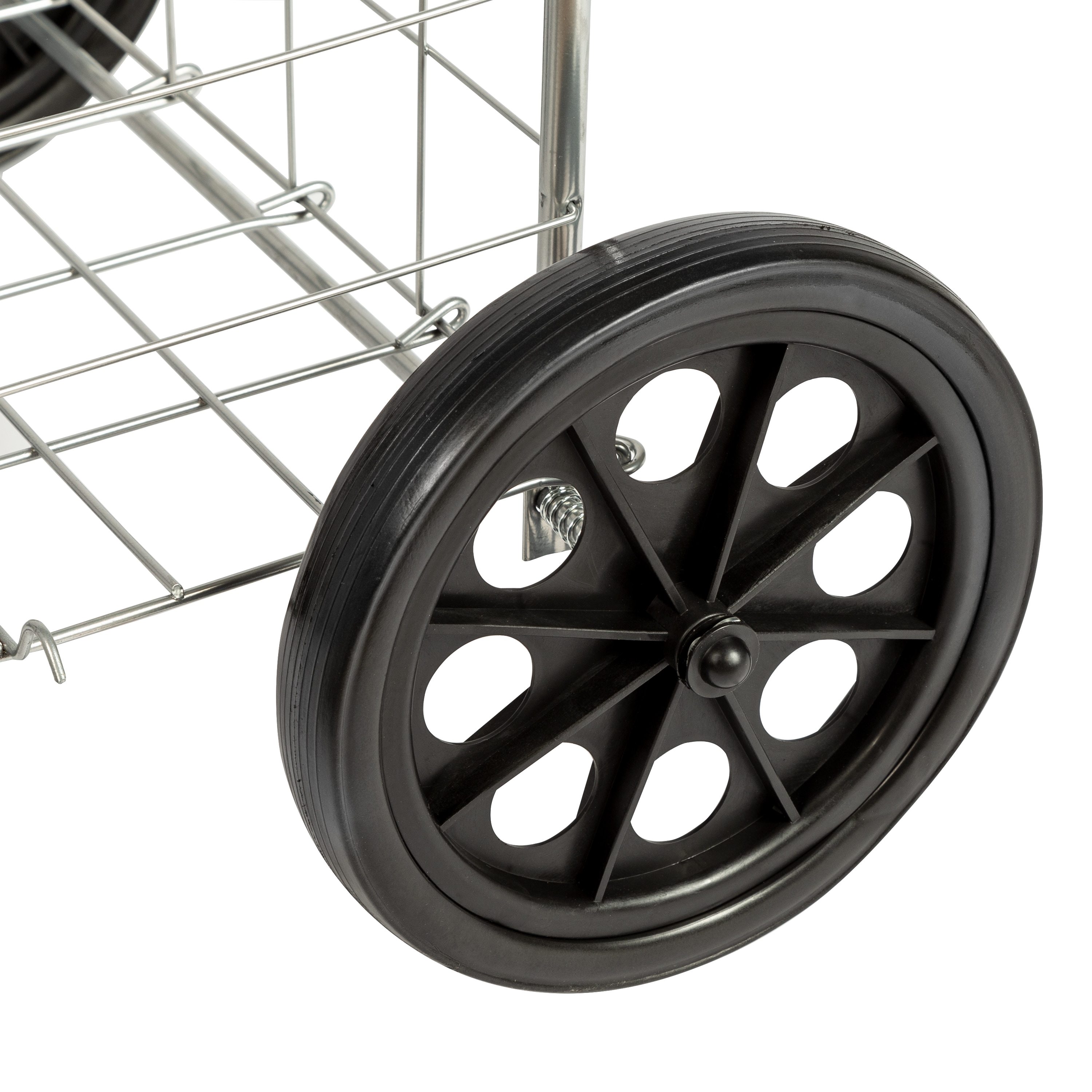 Silver Steel 4-Wheel Folding Utility Cart with Rubber Grip