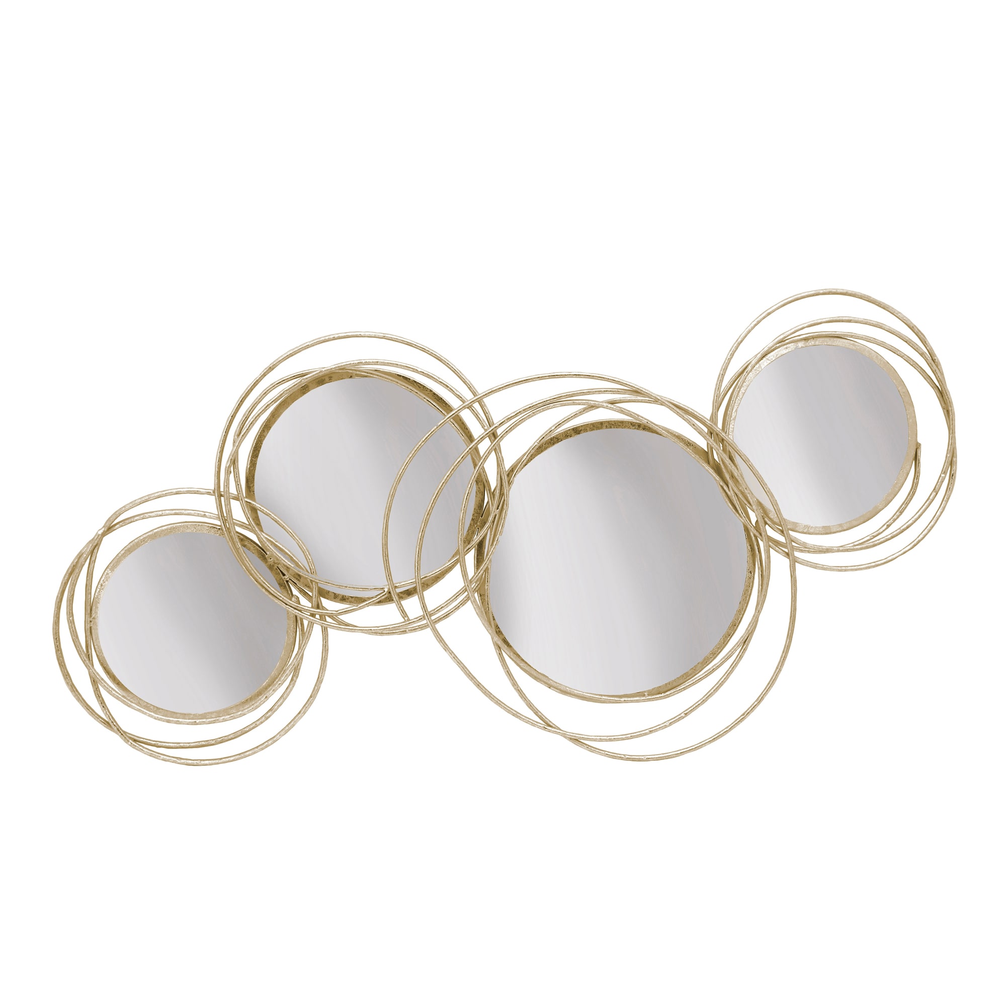 Sagebrook Home 12111 41-in W x 19.5-in H Round Gold Framed Wall Mirror