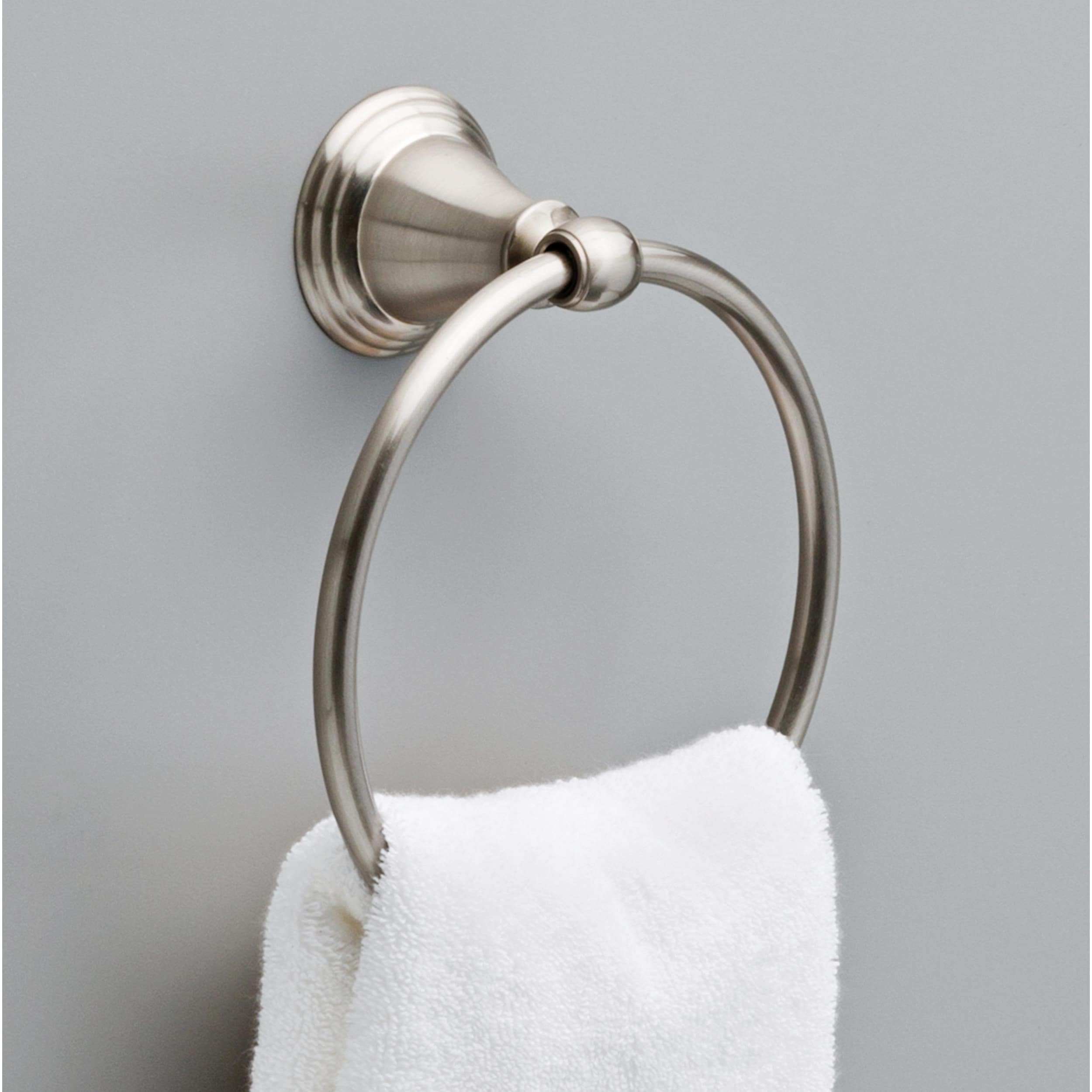 Delta Windemere Brushed Nickel Wall Mount Single Towel Ring in the
