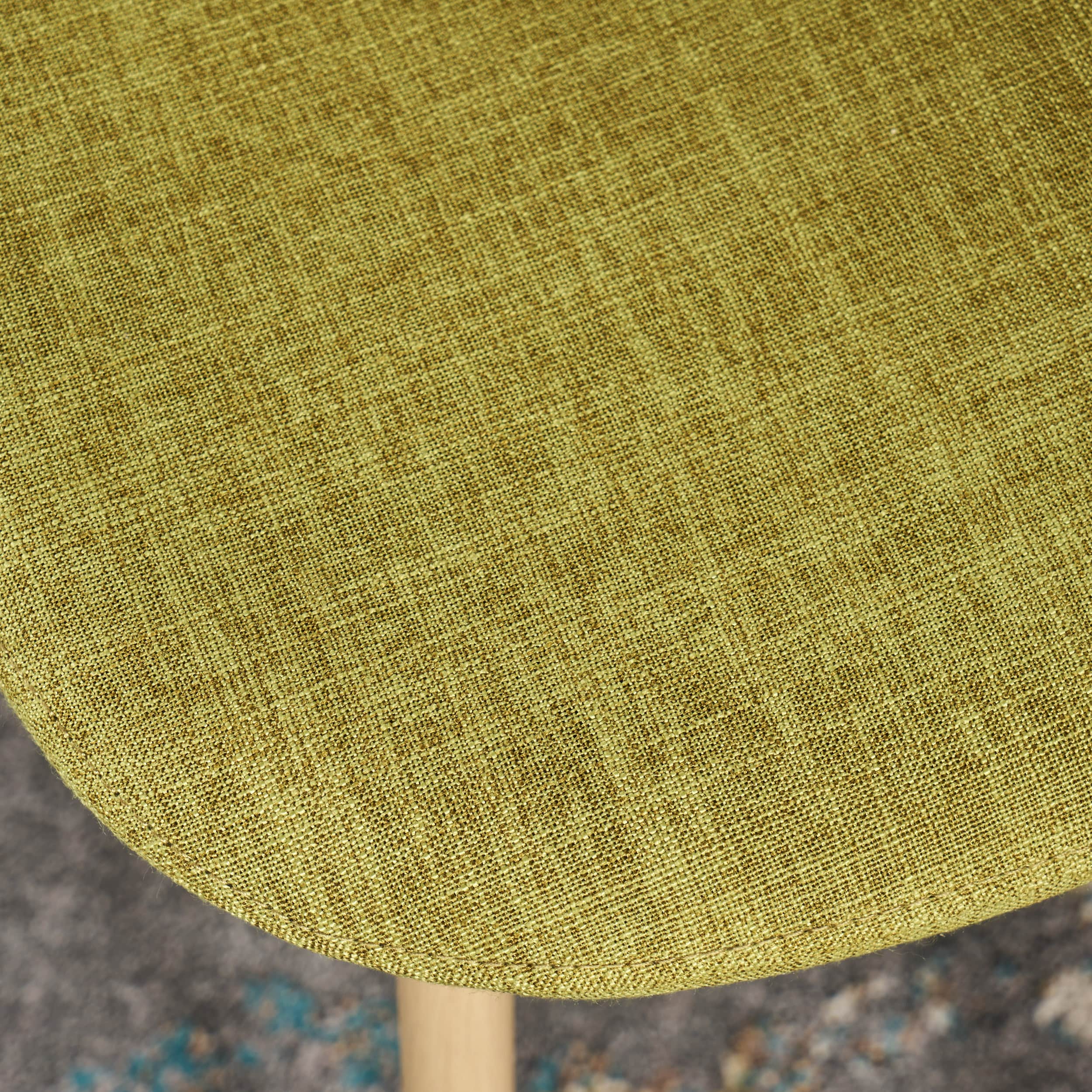 Set of 2 Green Upholstered Side Chairs with Light Brown Metal Legs