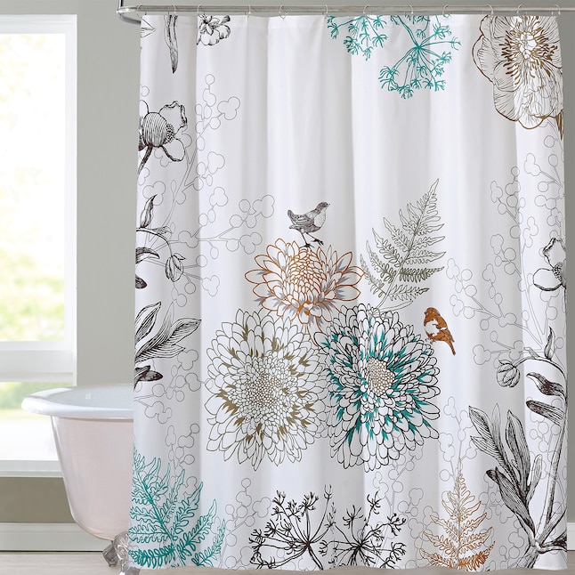 Polyester Fl Shower Curtain, Shower Curtain Liner Inside Or Outside Mount