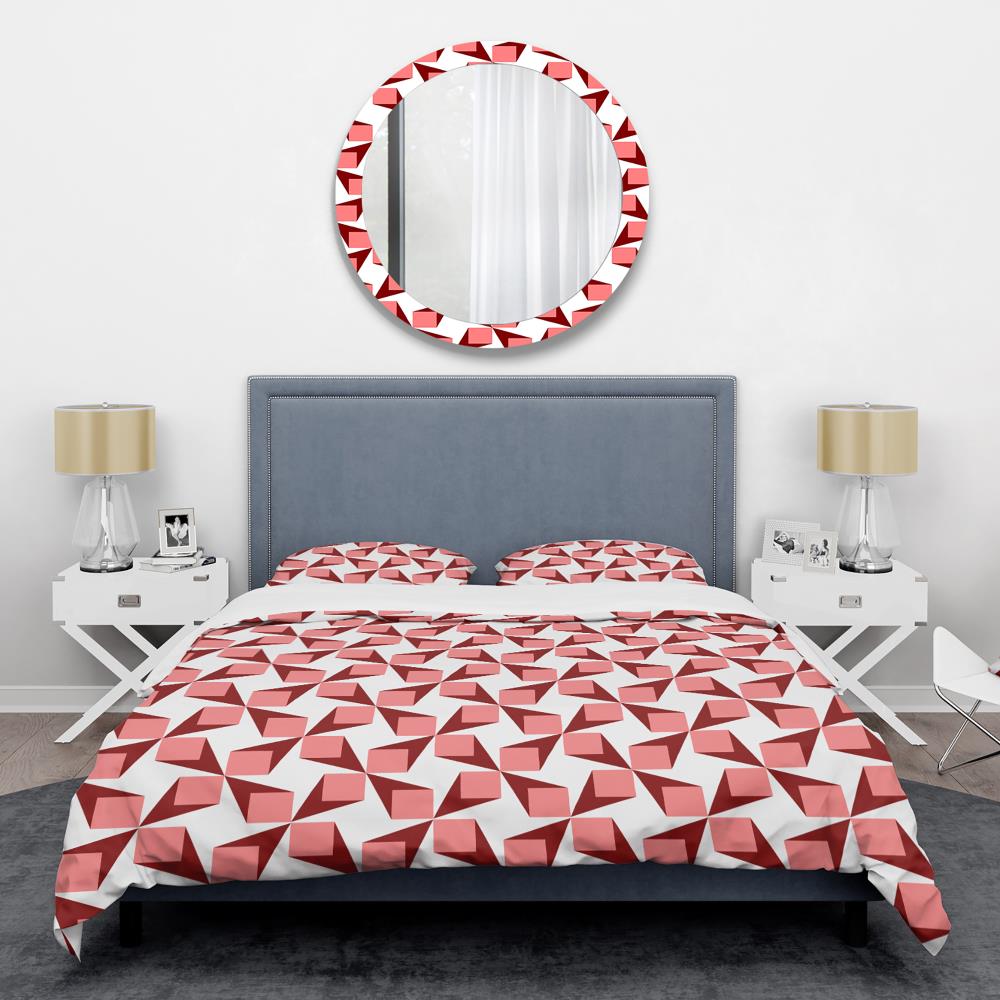 Designart BED24647-T 3 -Piece Red Twin Duvet cover Set