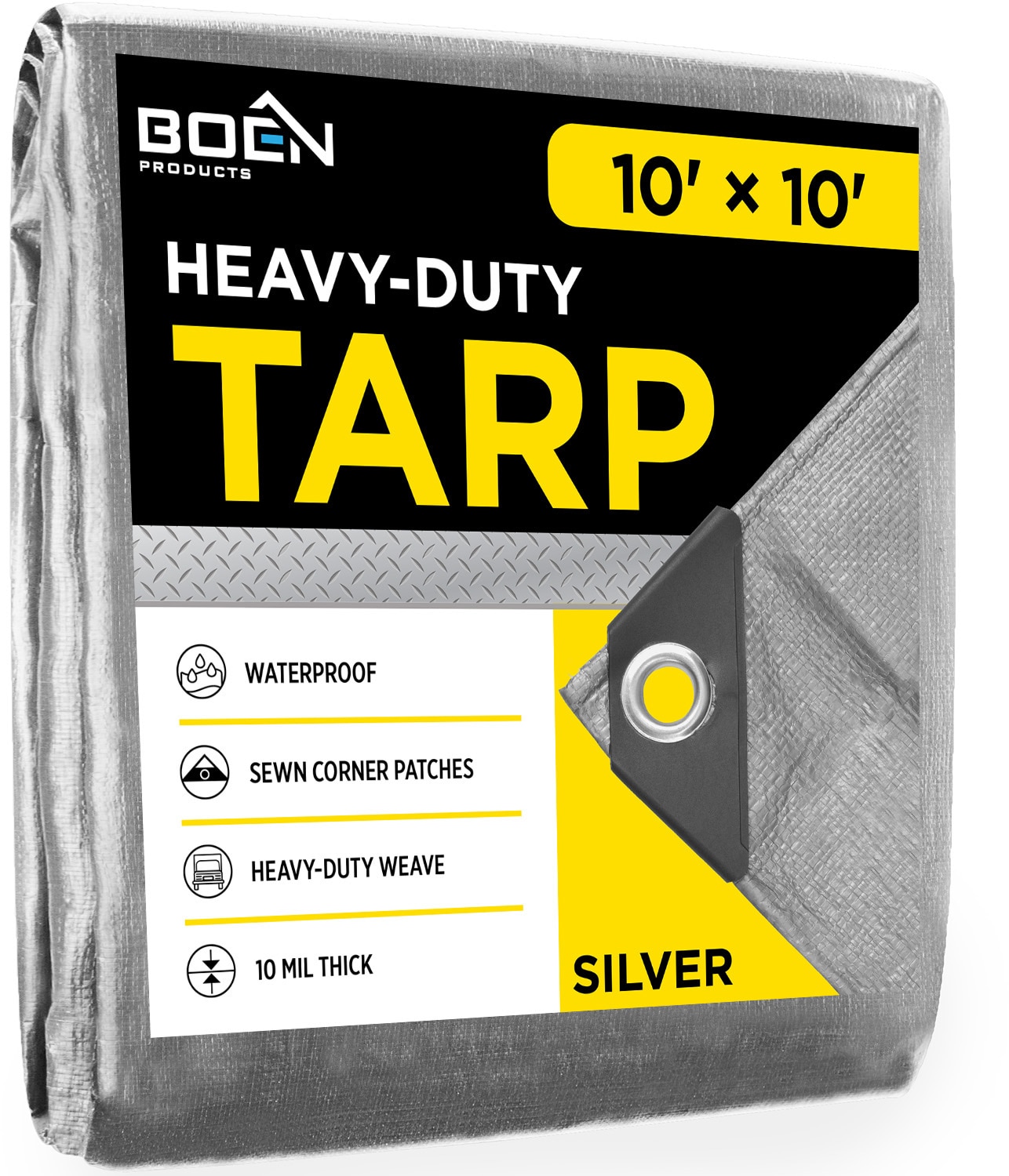 BOEN SLV-1010 10-ft x 10-ft Silver Water resistant Commercial Polyethylene 10-mil Tarp