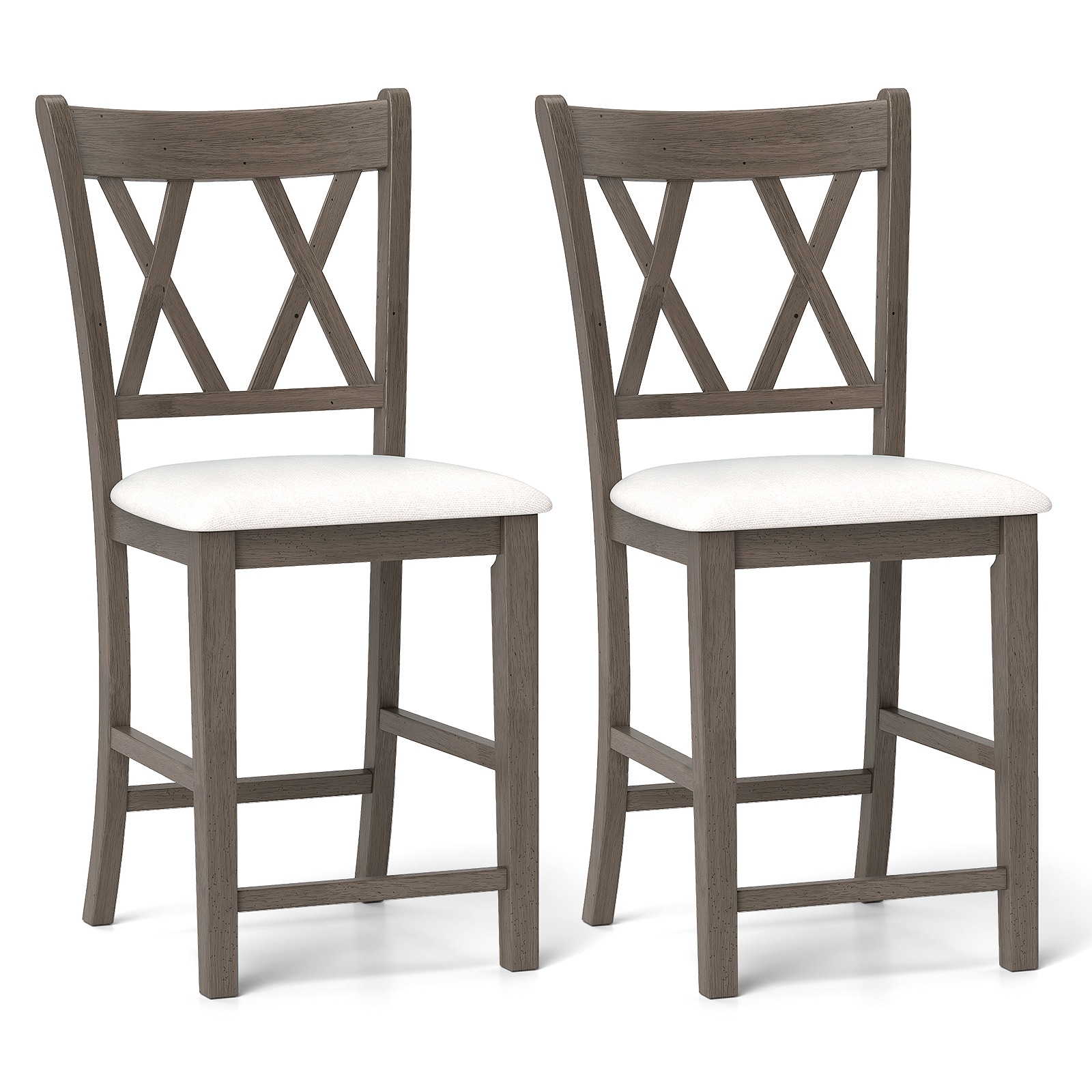  ID12243GR Bar Stools Gray 24-in H Counter height Square seat Upholstered Wood Bar Stool and Back