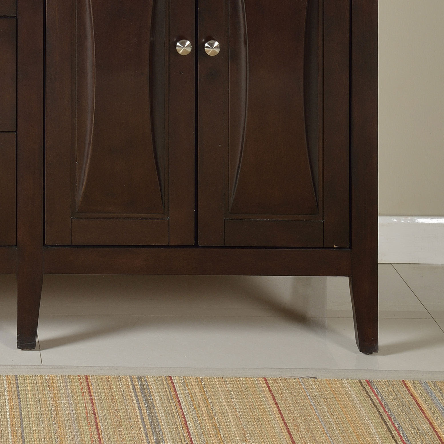 Transitional 68'' Double Walnut Solid Wood Vanity with Marble Top