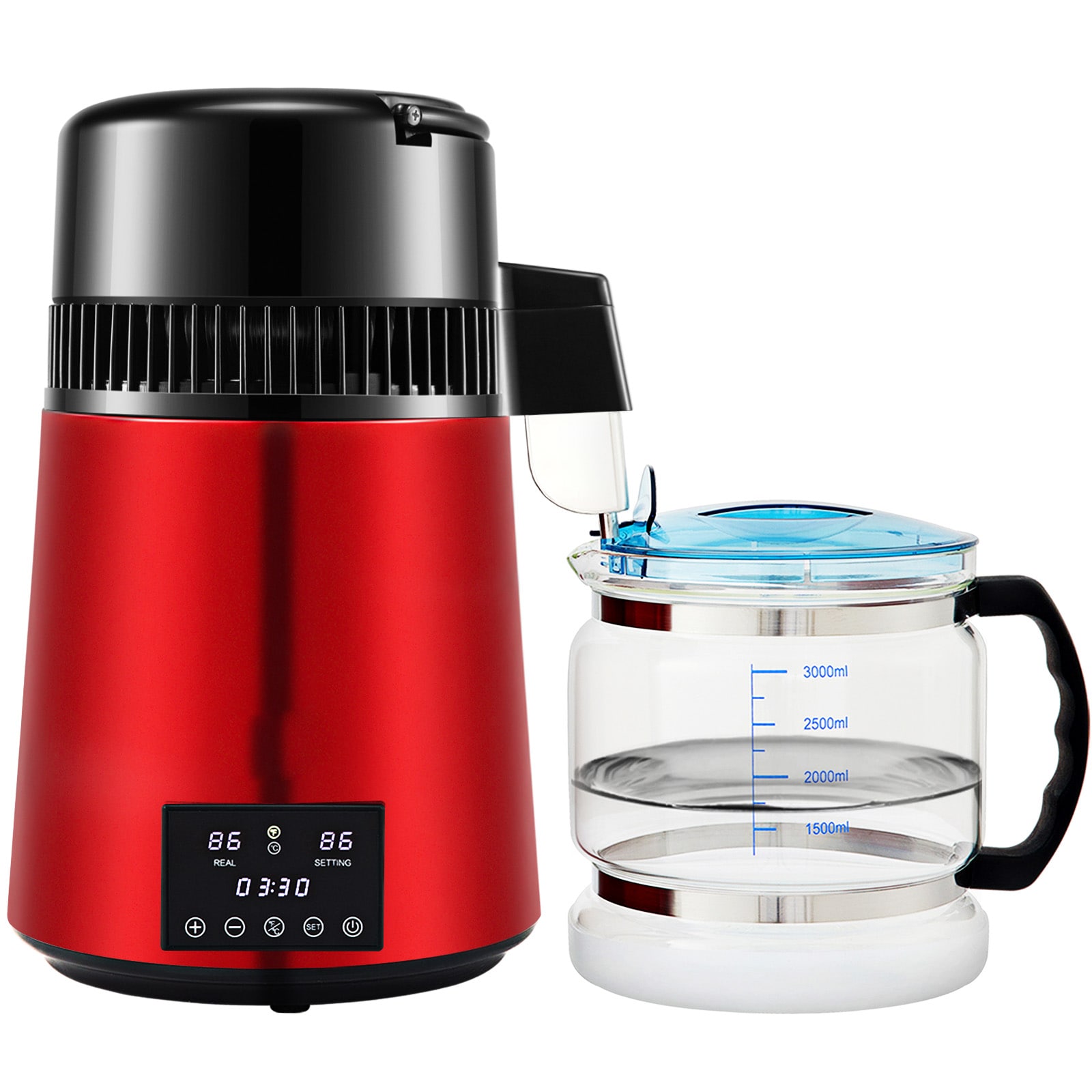 VEVOR SCDSDW1LH4L100631V1 750 W 6.3 Gal/D Water Distiller Red 1 -Cup Digital Electric kettle with Automatic Shut-Off