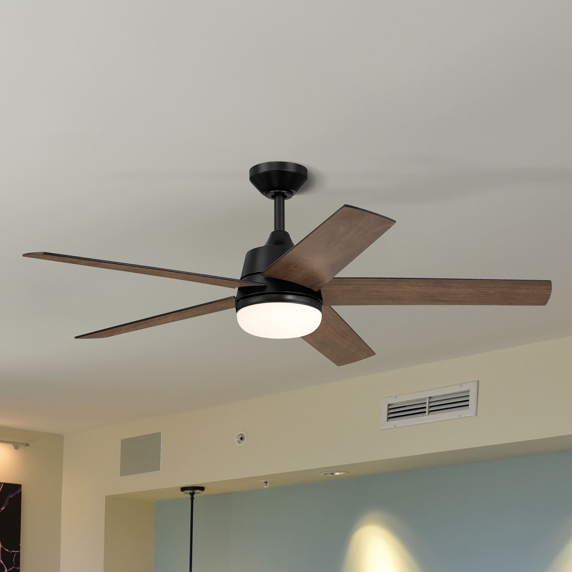 Designers Fountain Cassini 52-in Brushed Nickel with Silver Blades Color-changing Integrated LED Indoor/Outdoor Flush Mount Smart Ceiling Fan with Light and Remote (3-Blade) FS-CSN52RGB-BN Sansujyuku sansujyuku.com