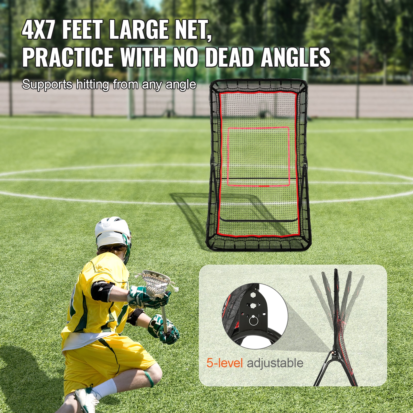 VEVOR Lacrosse Rebounder For Backyard, 5x7 Ft Volleyball Bounce Back ...